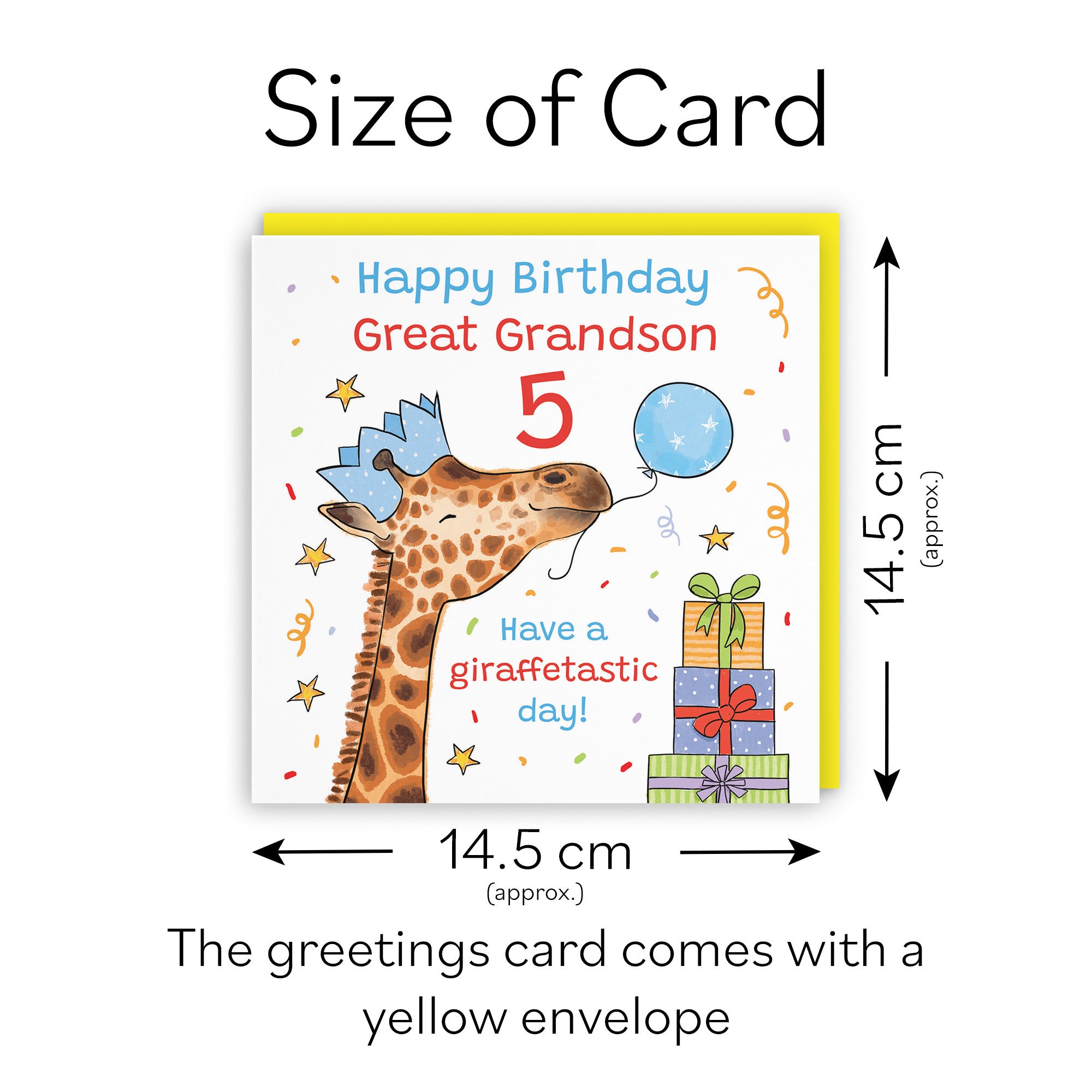 5th Great Grandson Birthday Card Happy Giraffe Animal Party - Default Title (RM01615)