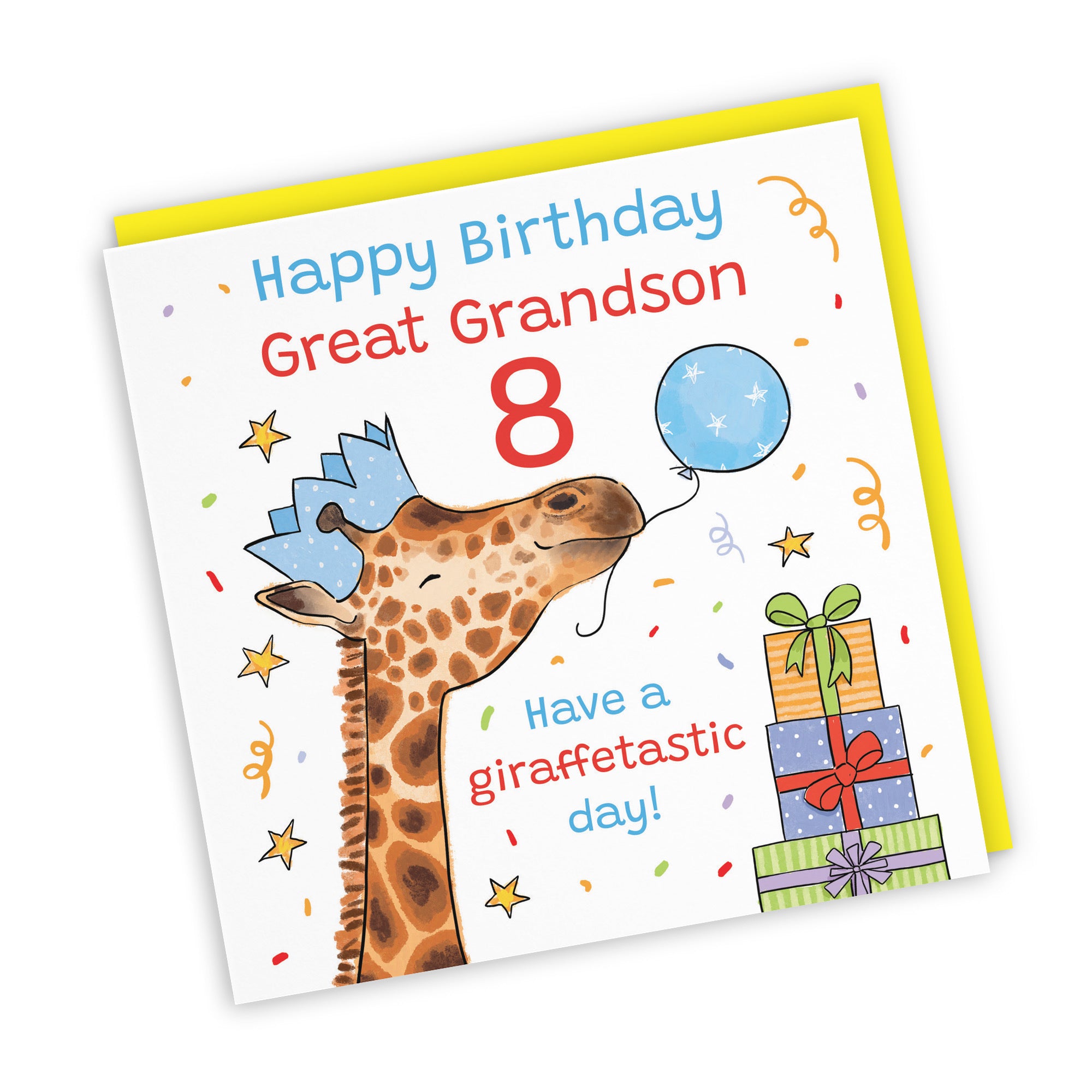 8th Great Grandson Birthday Card Happy Giraffe Animal Party - Default Title (RM01618)
