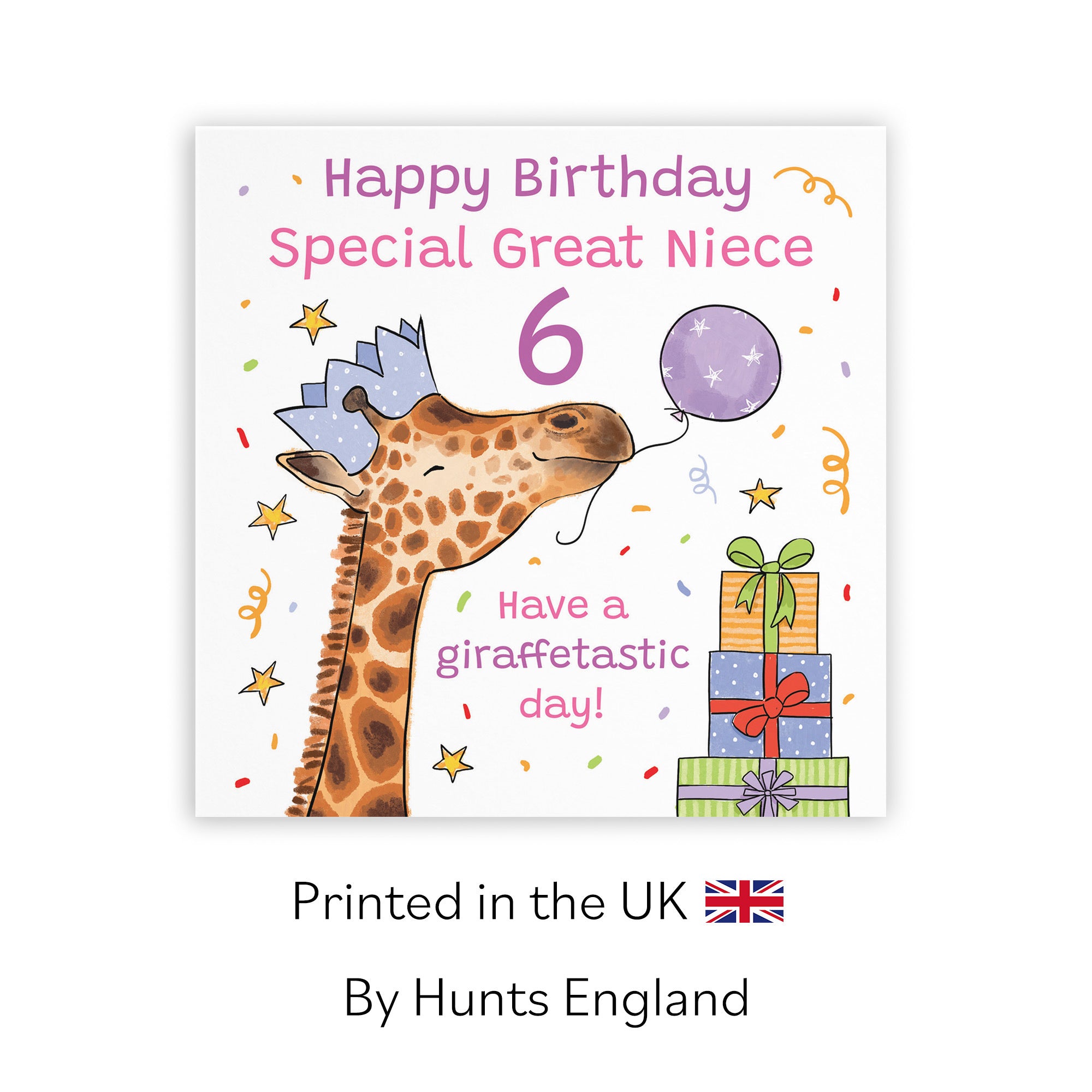 6th Great Niece Birthday Card Happy Giraffe Animal Party - Default Title (RM01634)