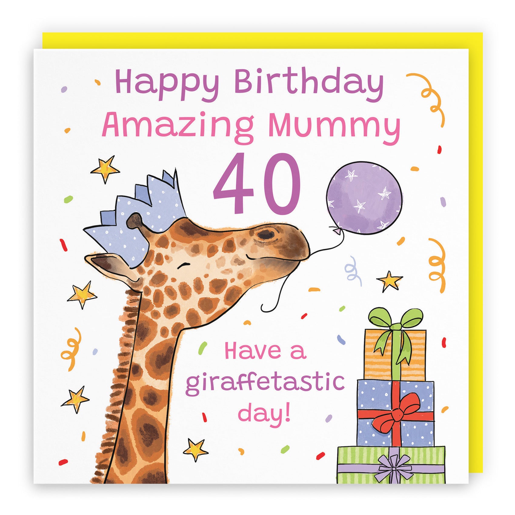 40th Mummy Birthday Card Happy Giraffe Animal Party - Default Title (RM01641)
