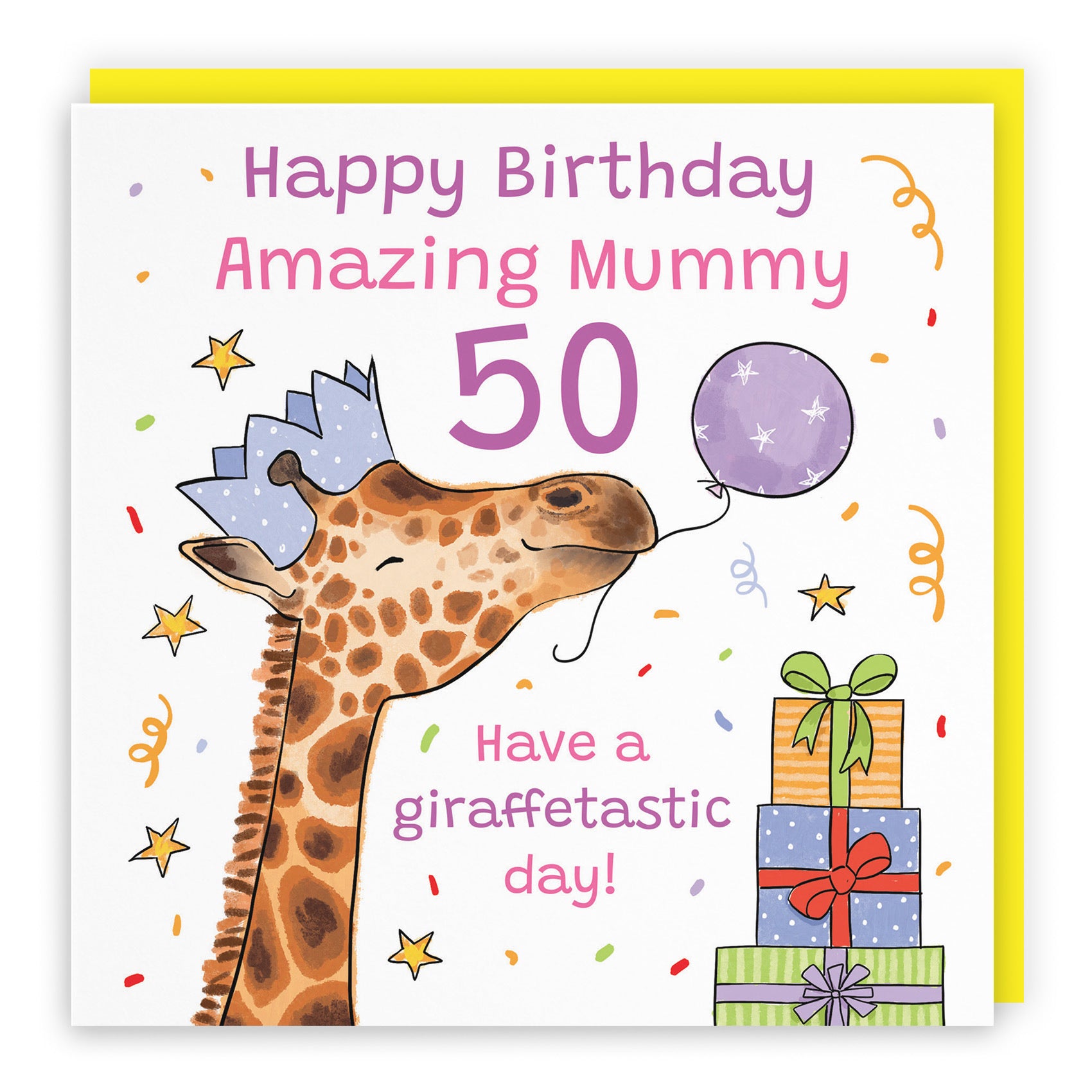 50th Mummy Birthday Card Happy Giraffe Animal Party - Default Title (RM01642)