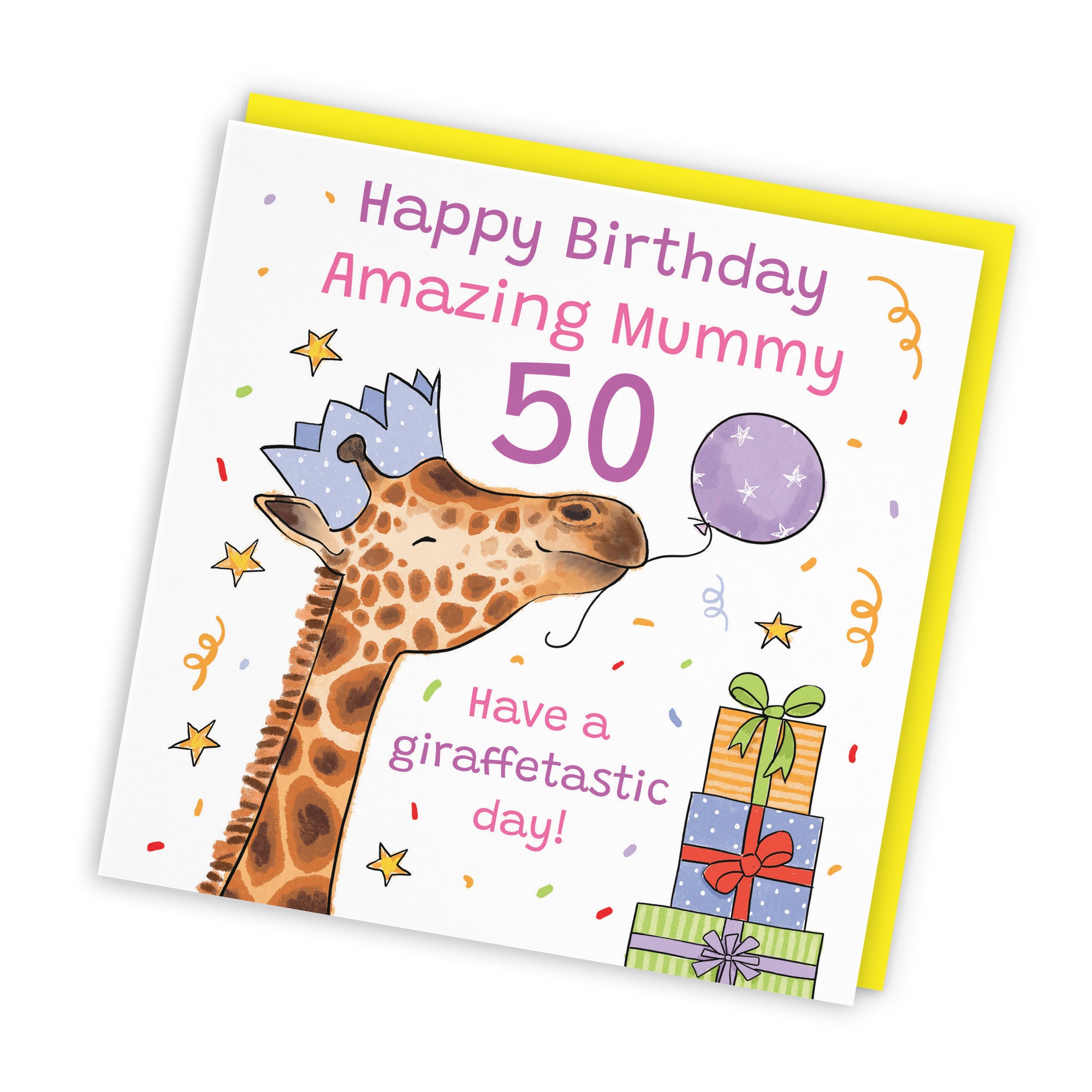 50th Mummy Birthday Card Happy Giraffe Animal Party - Default Title (RM01642)