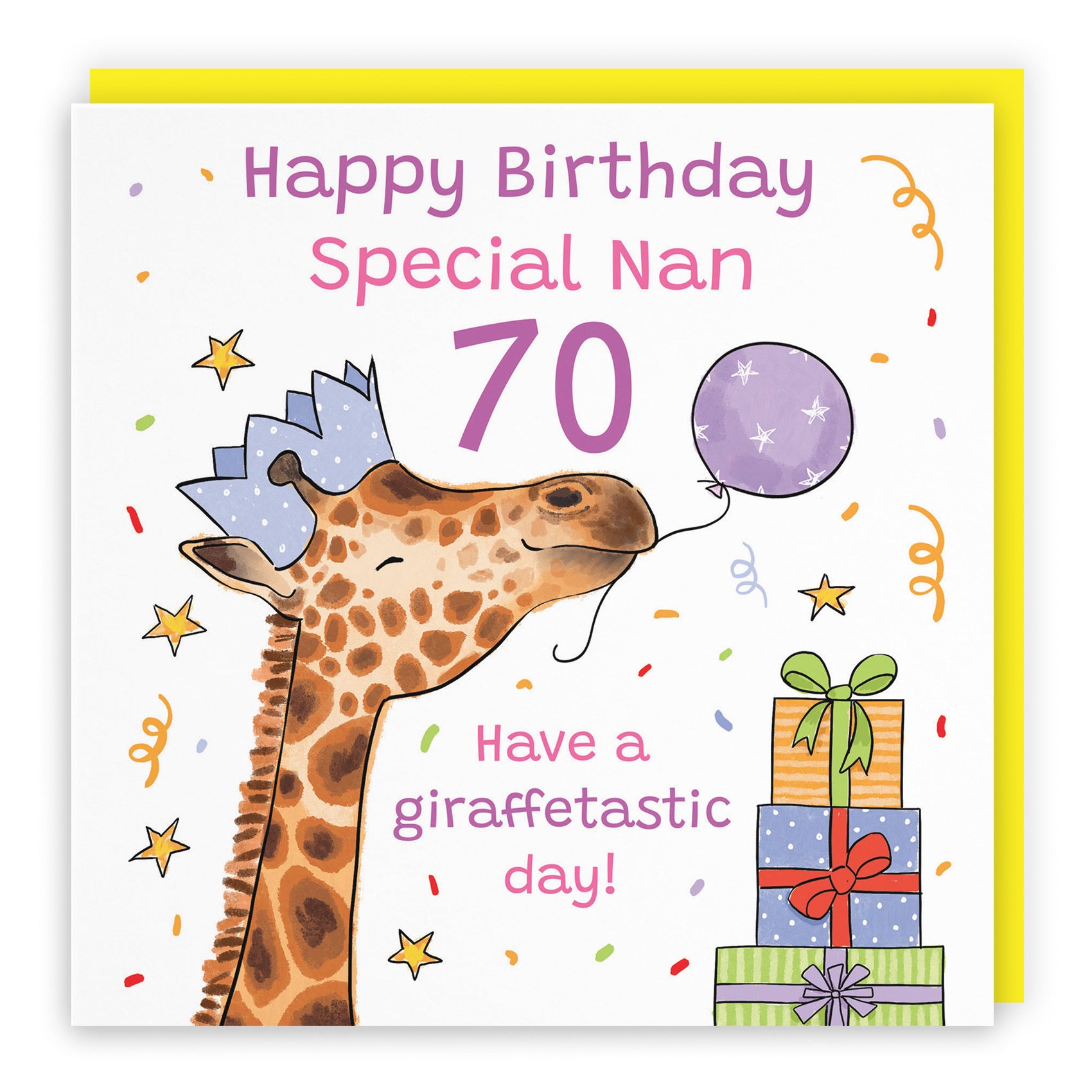 70th Nan Birthday Card Happy Giraffe Animal Party - Default Title (RM01643)