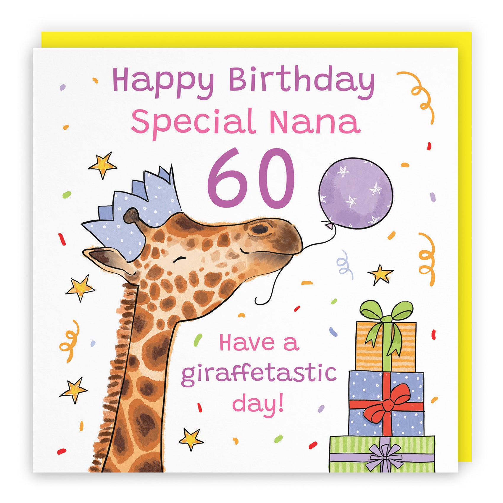 60th Nana Birthday Card Happy Giraffe Animal Party - Default Title (RM01644)
