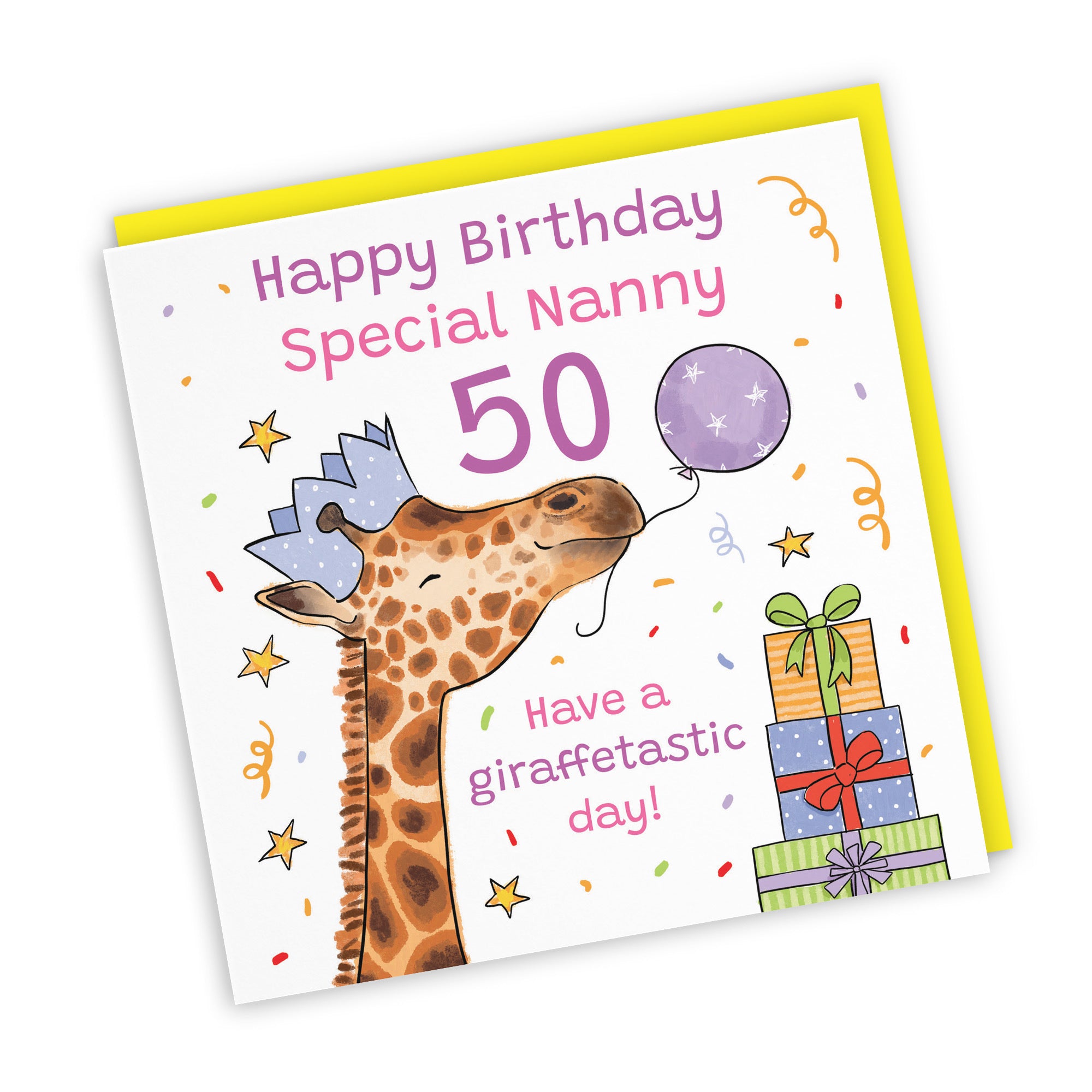 50th Nanny Birthday Card Happy Giraffe Animal Party - Default Title (RM01646)