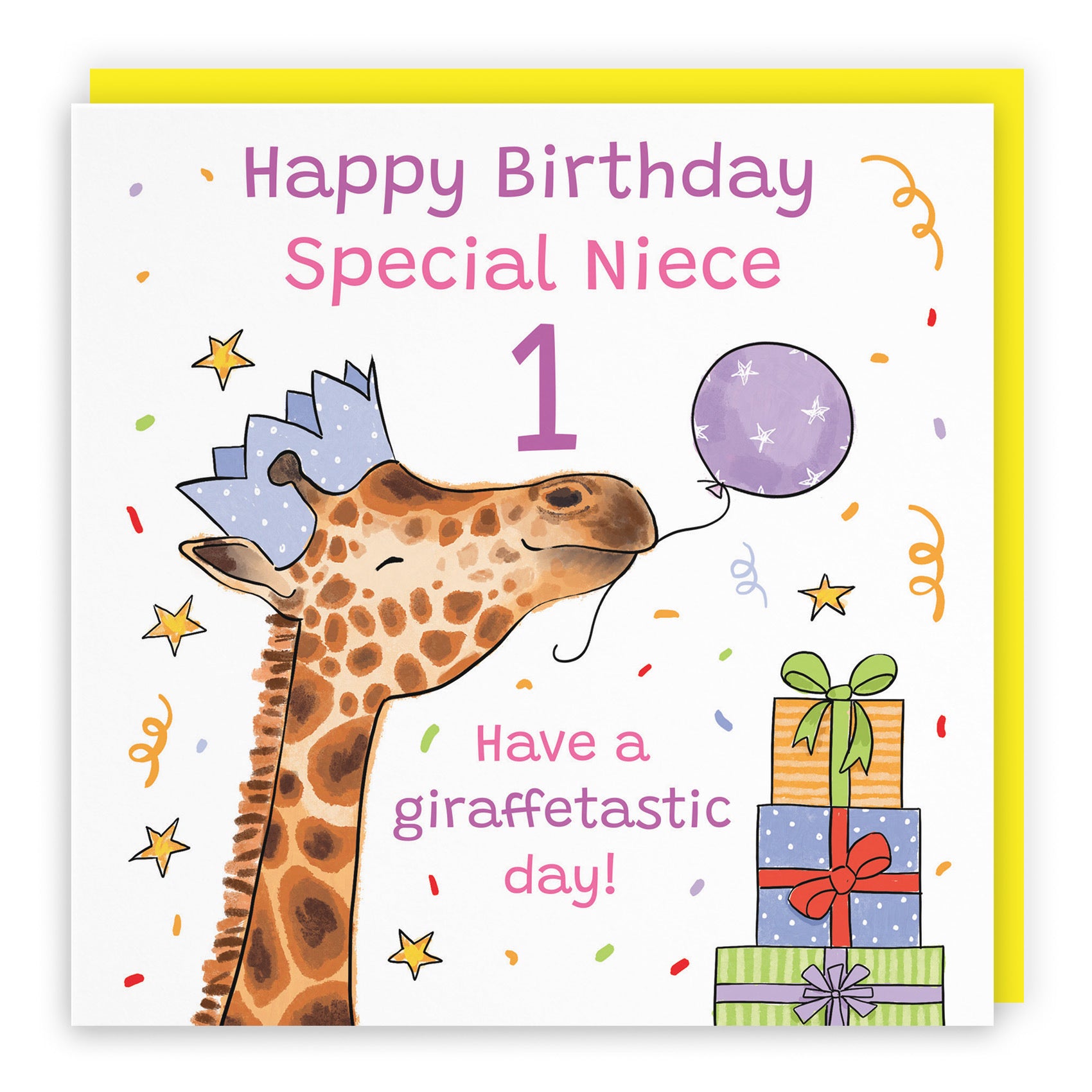 1st Niece Birthday Card Happy Giraffe Animal Party - Default Title (RM01658)