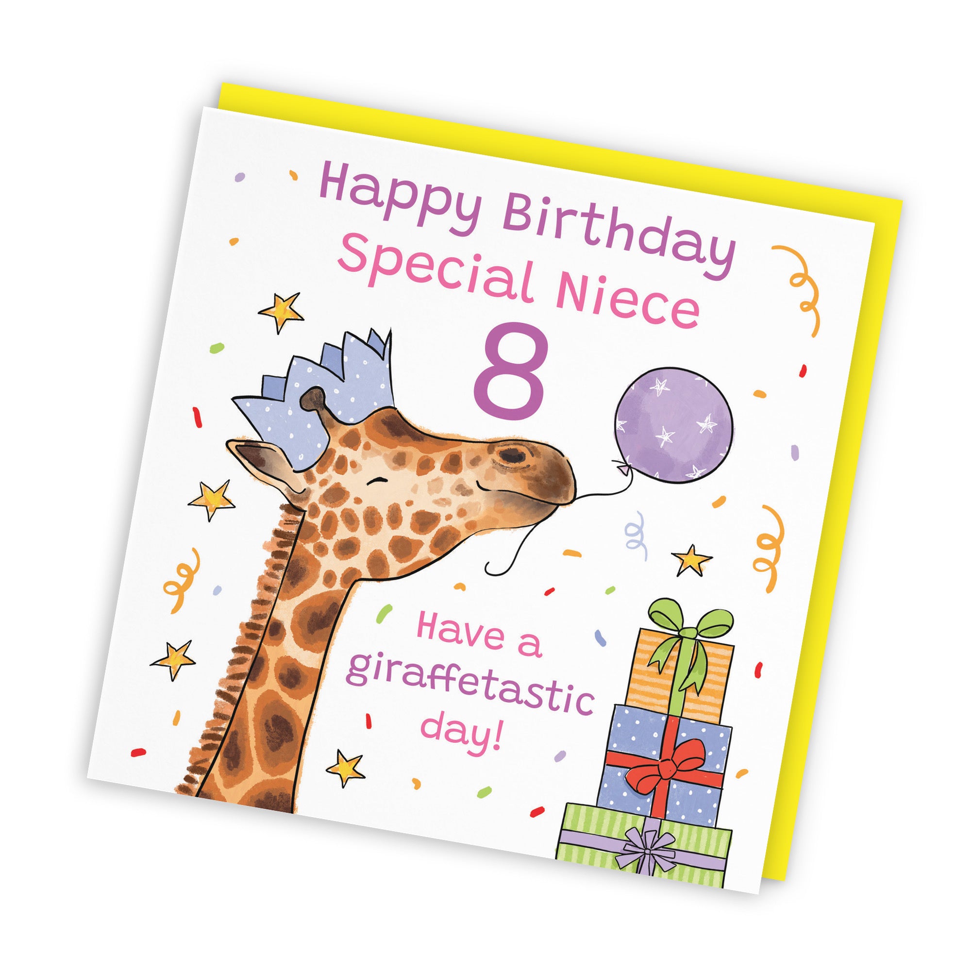 8th Niece Birthday Card Happy Giraffe Animal Party - Default Title (RM01665)