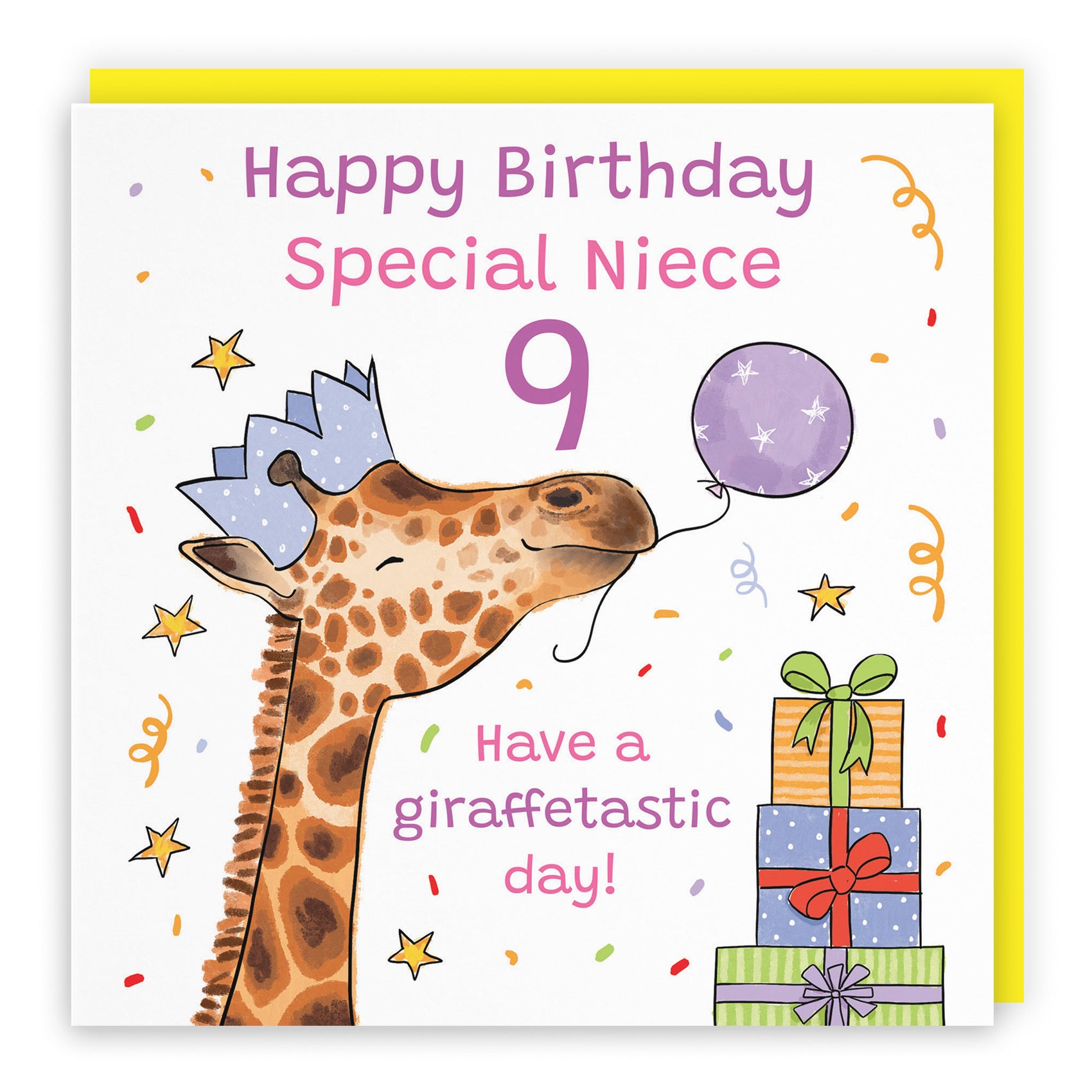 9th Niece Birthday Card Happy Giraffe Animal Party - Default Title (RM01666)
