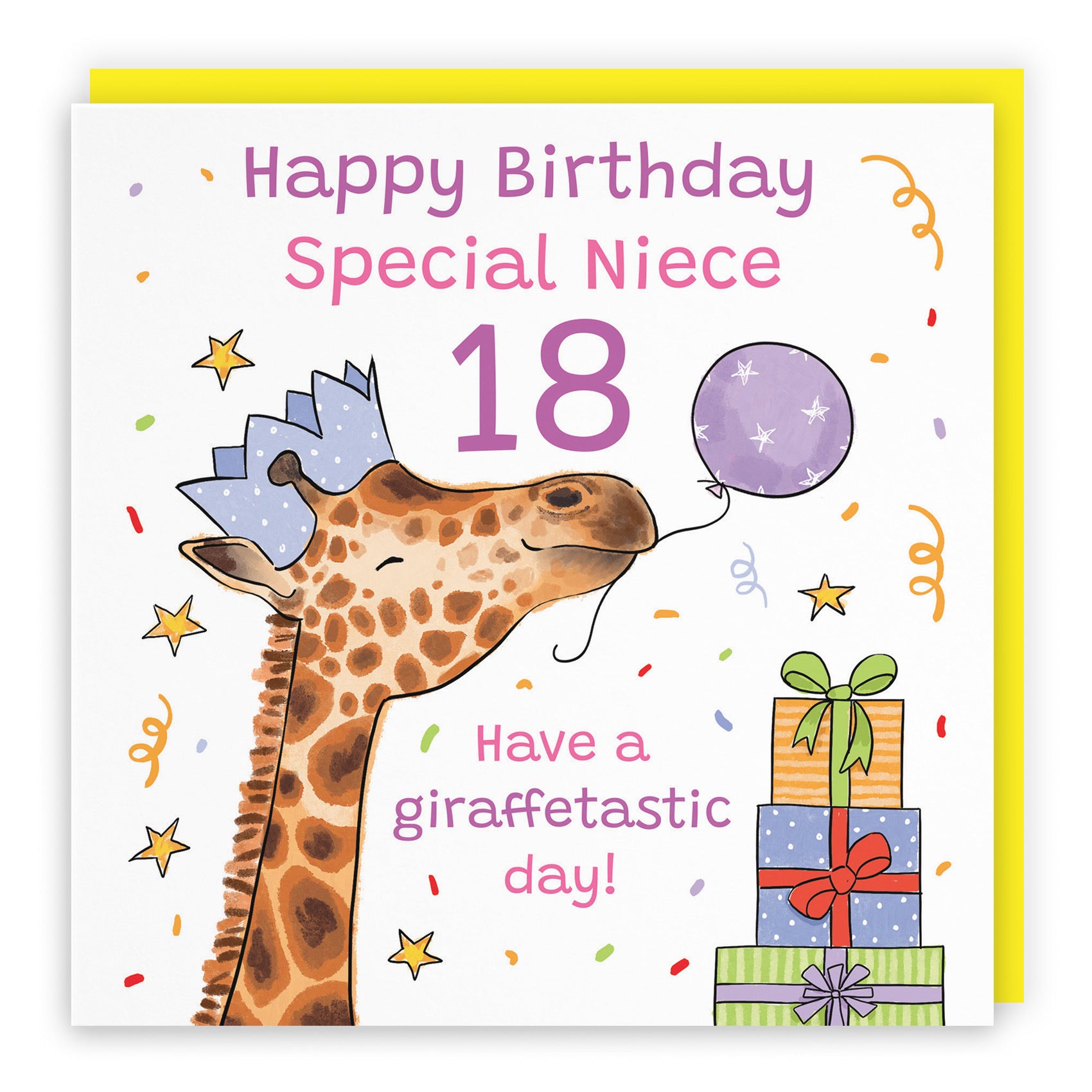 18th Niece Birthday Card Happy Giraffe Animal Party - Default Title (RM01668)