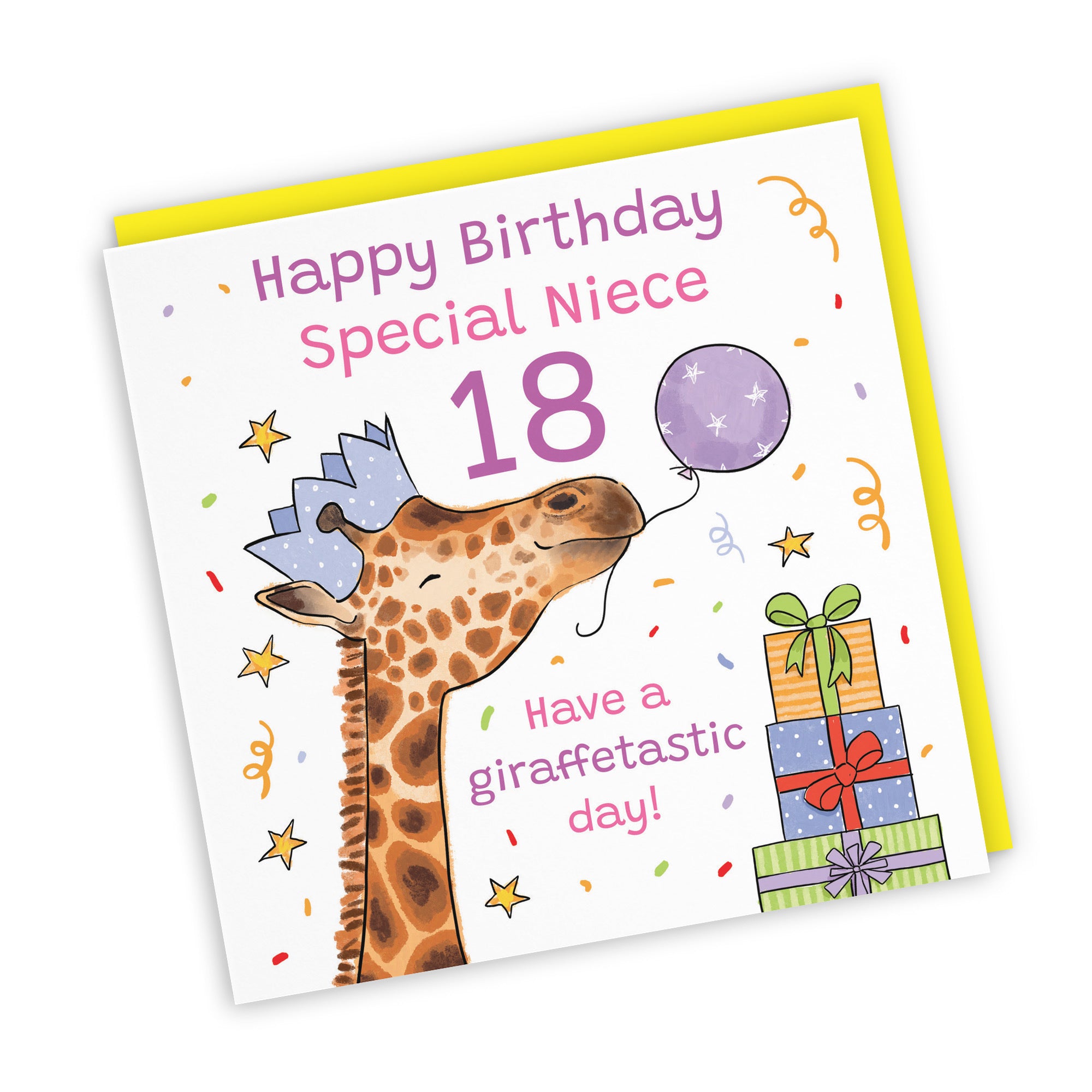 18th Niece Birthday Card Happy Giraffe Animal Party - Default Title (RM01668)