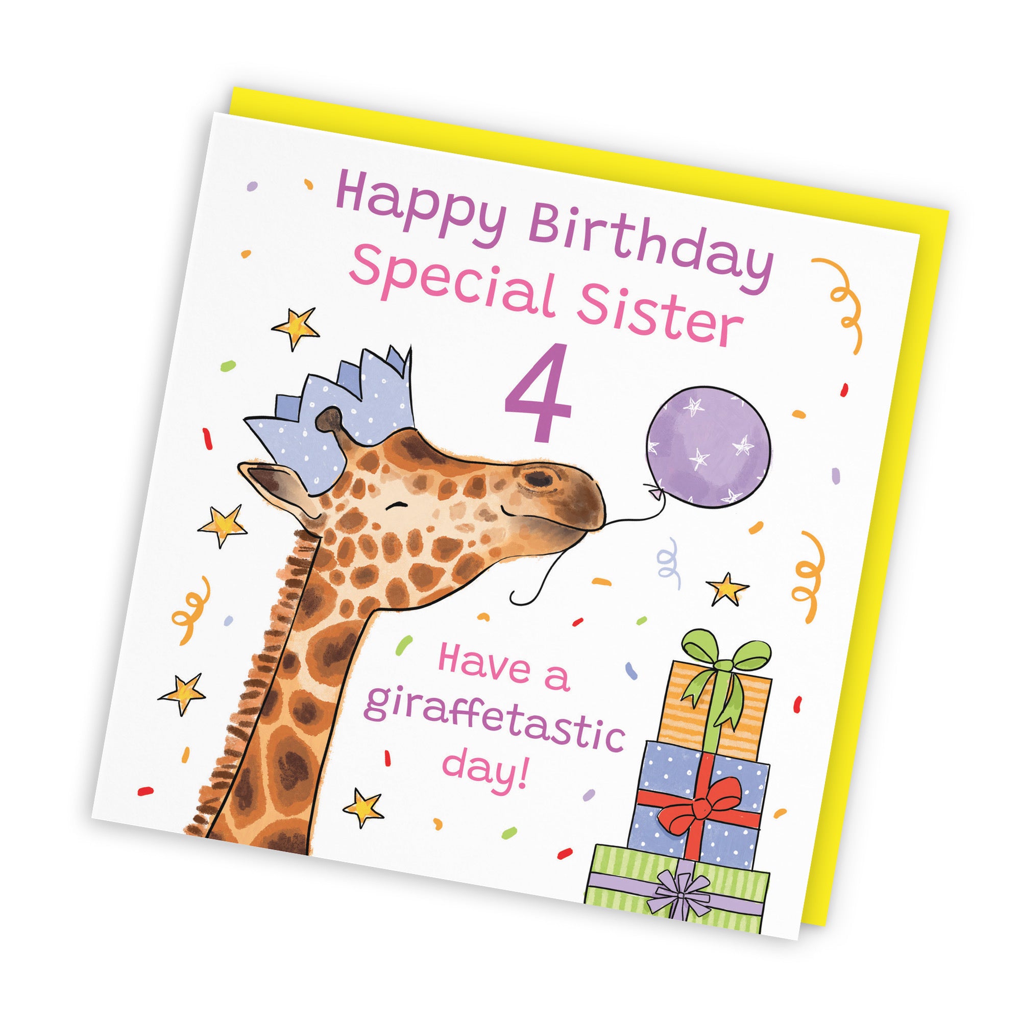 4th Sister Birthday Card Happy Giraffe Animal Party - Default Title (RM01673)