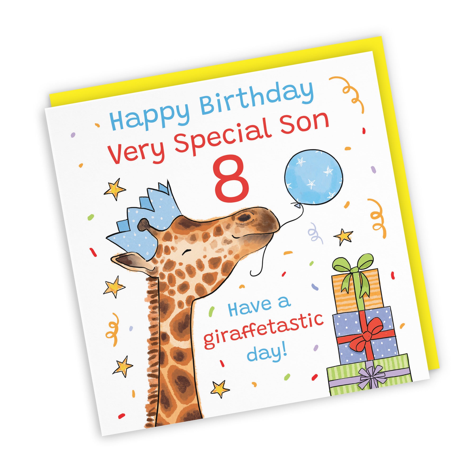 8th Son Birthday Card Happy Giraffe Animal Party - Default Title (RM01689)