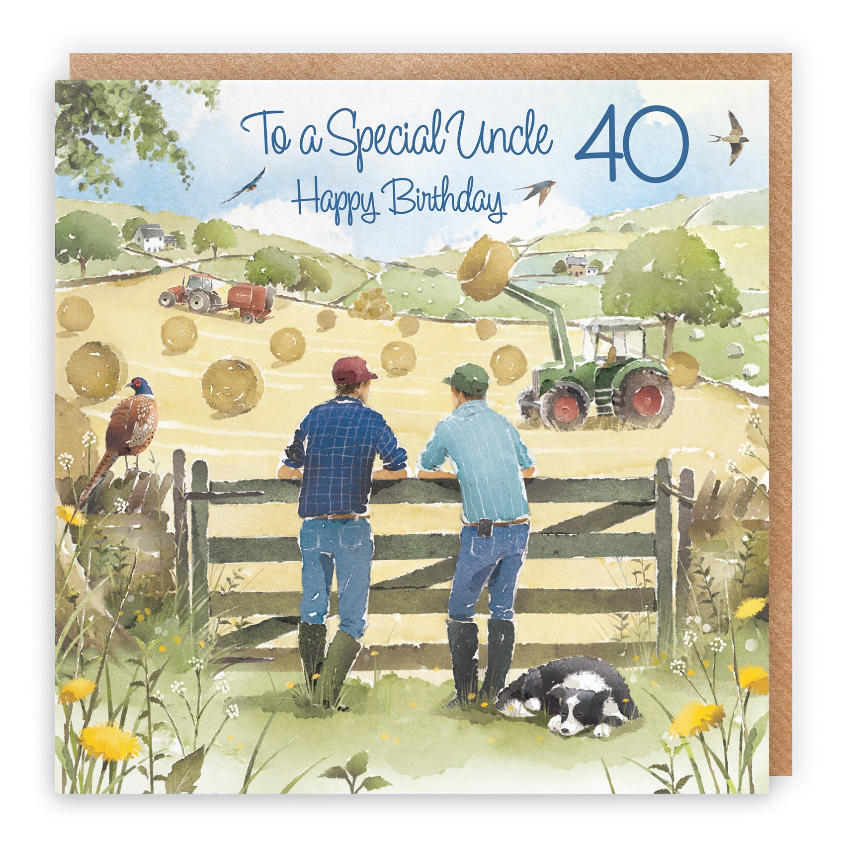 40th Uncle Farmers Birthday Card Haymaking Milo's Gallery - Default Title (RT03843)