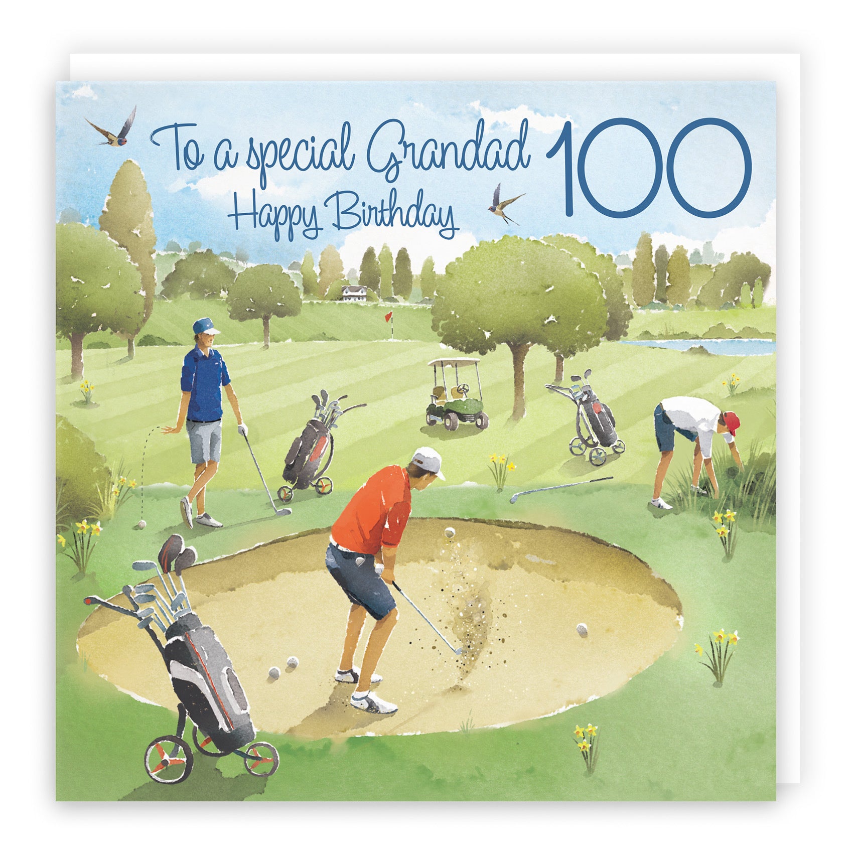 100th Grandad Golfing Birthday Card Golf Bunker Milo's Gallery - Default Title (RT03869)