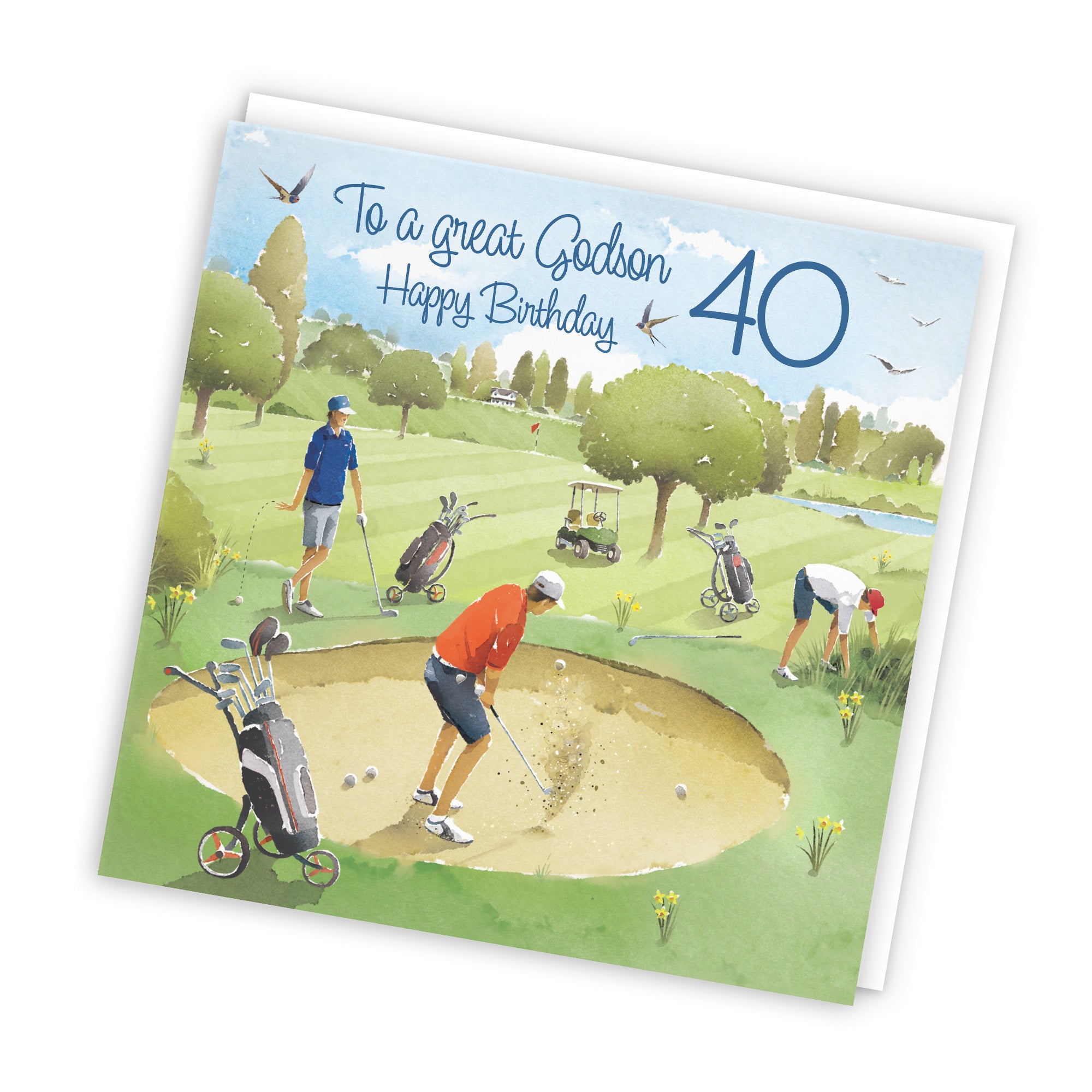 40th Godson Golfing Birthday Card Golf Bunker Milo's Gallery - Default Title (RT03873)