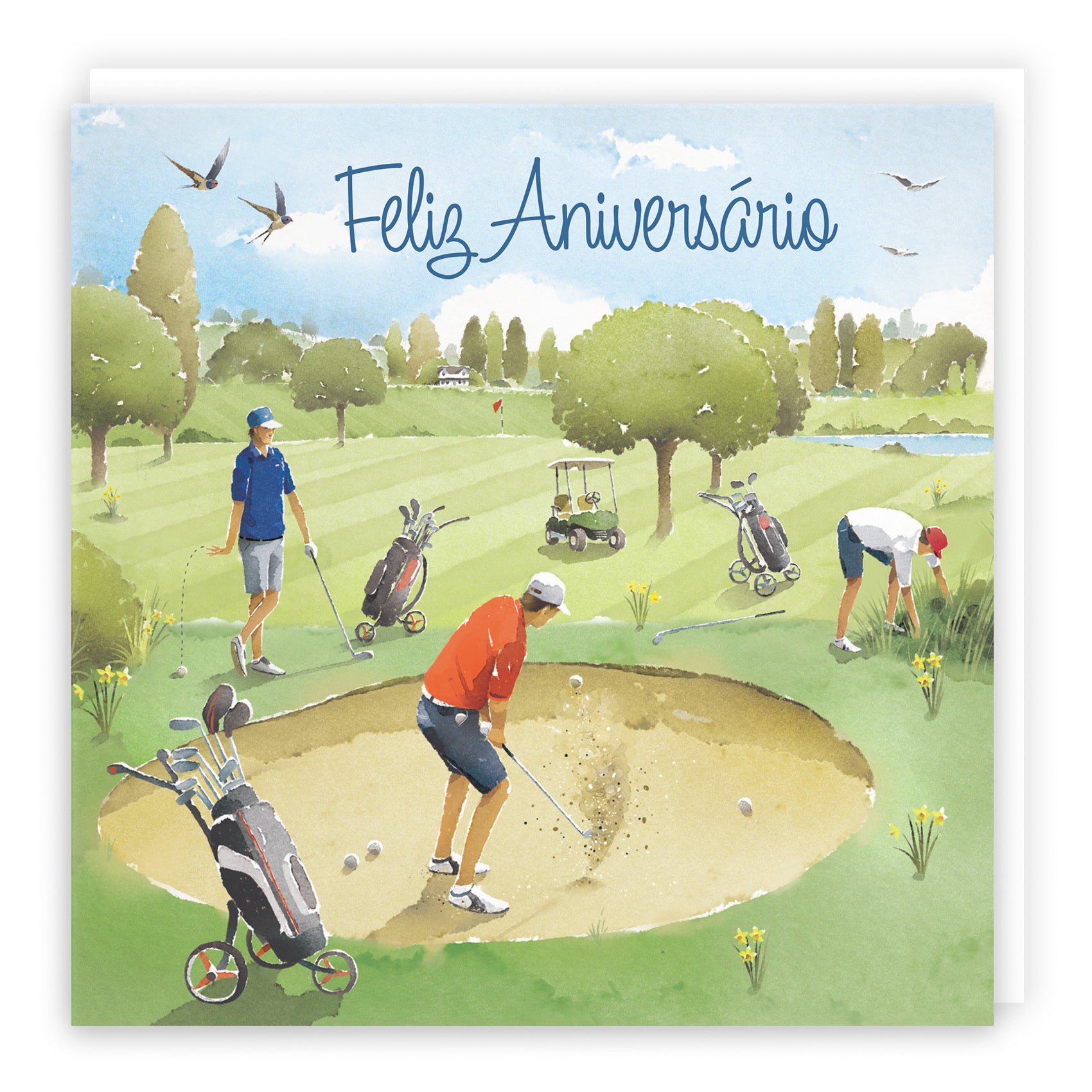 Portuguese Birthday Card Golf Bunker Milo's Gallery - Default Title (RT03882)