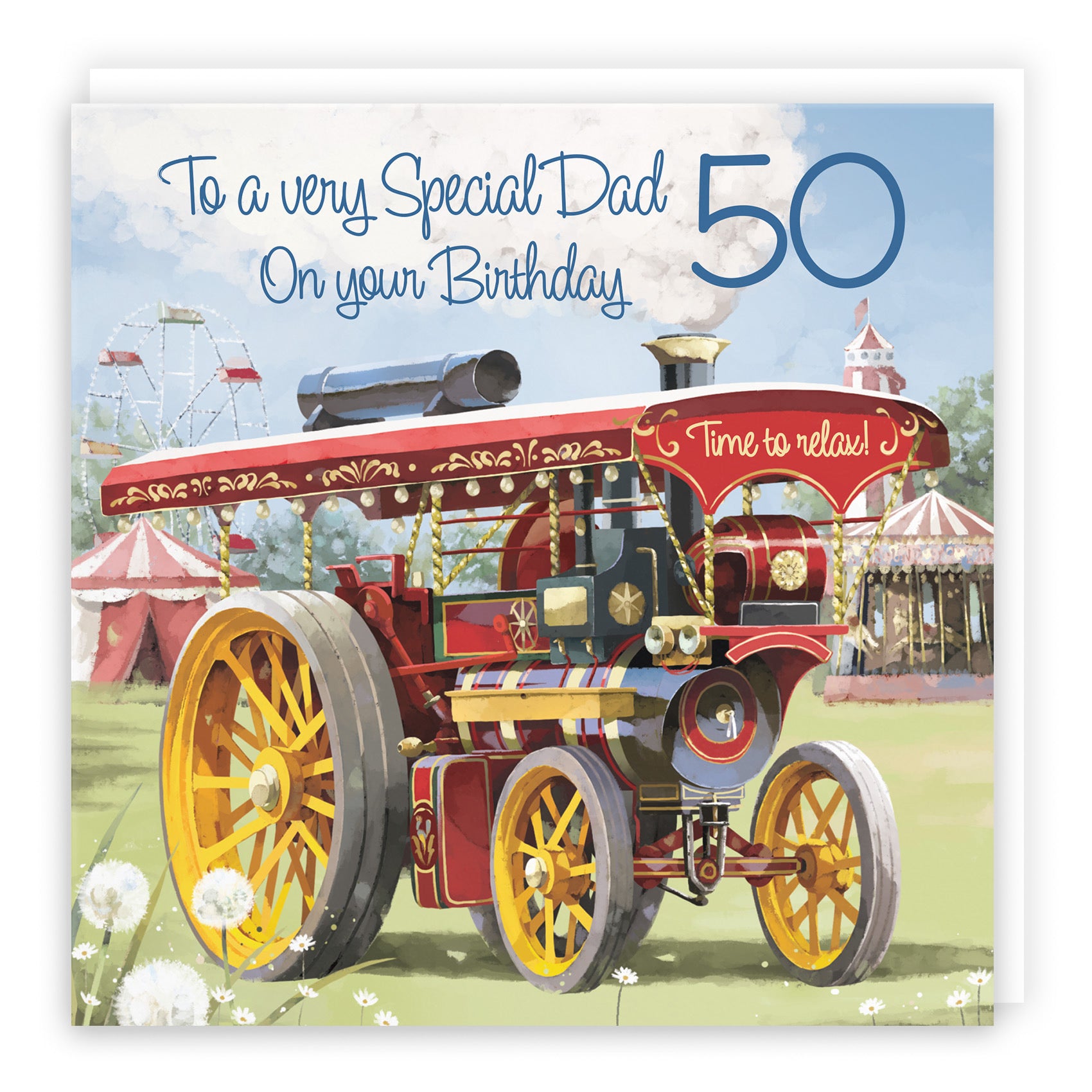 50th Dad Traction Engine Birthday Card Milo's Gallery - Default Title (RT03892)