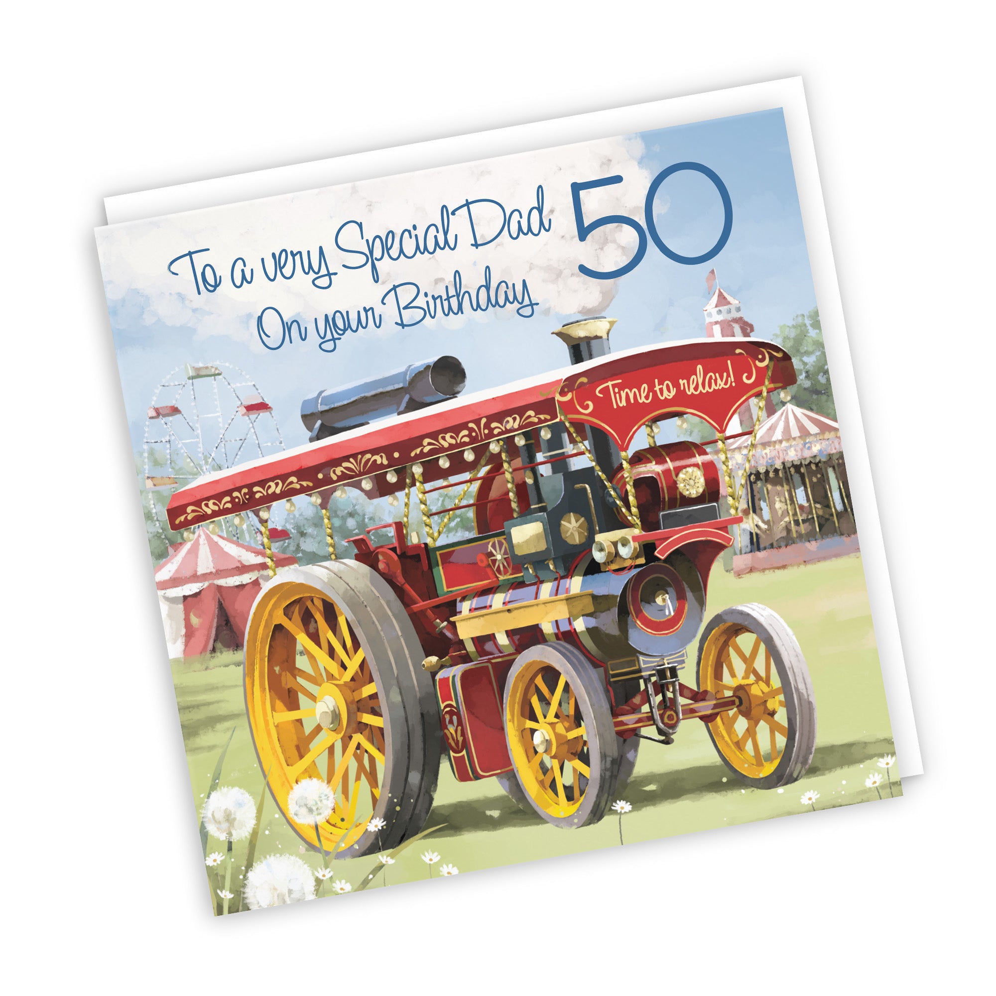50th Dad Traction Engine Birthday Card Milo's Gallery - Default Title (RT03892)