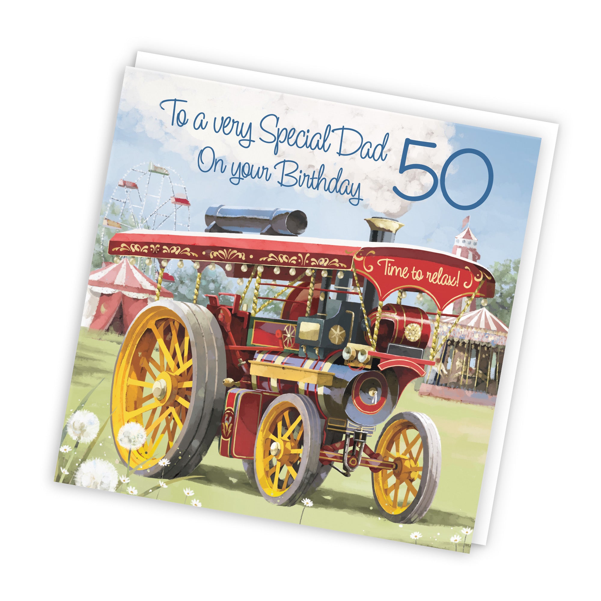 50th Dad Traction Engine Birthday Card Milo's Gallery - Default Title (RT03892)