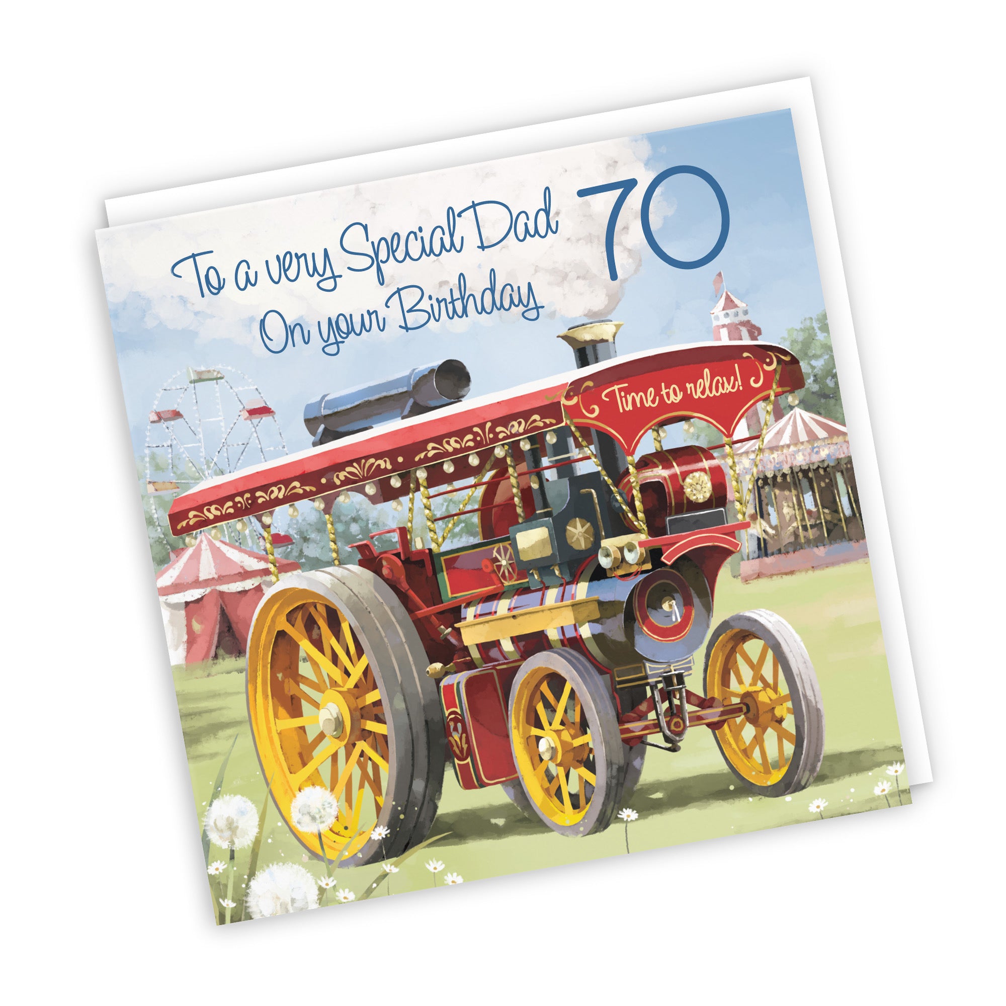 70th Dad Traction Engine Birthday Card Milo's Gallery - Default Title (RT03893)