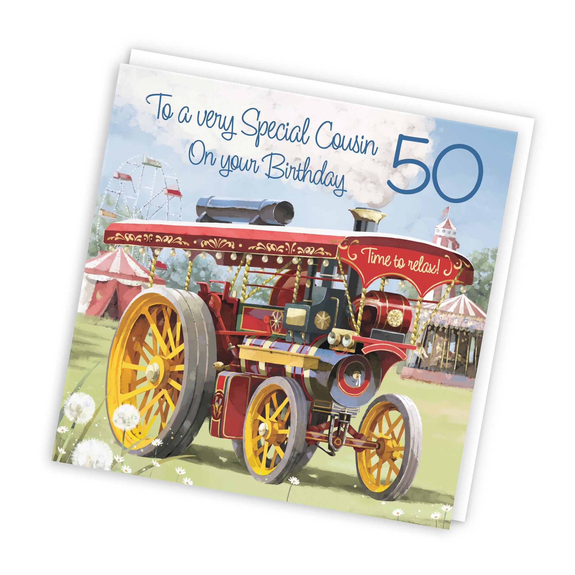50th Cousin Traction Engine Birthday Card Milo's Gallery - Default Title (RT03895)