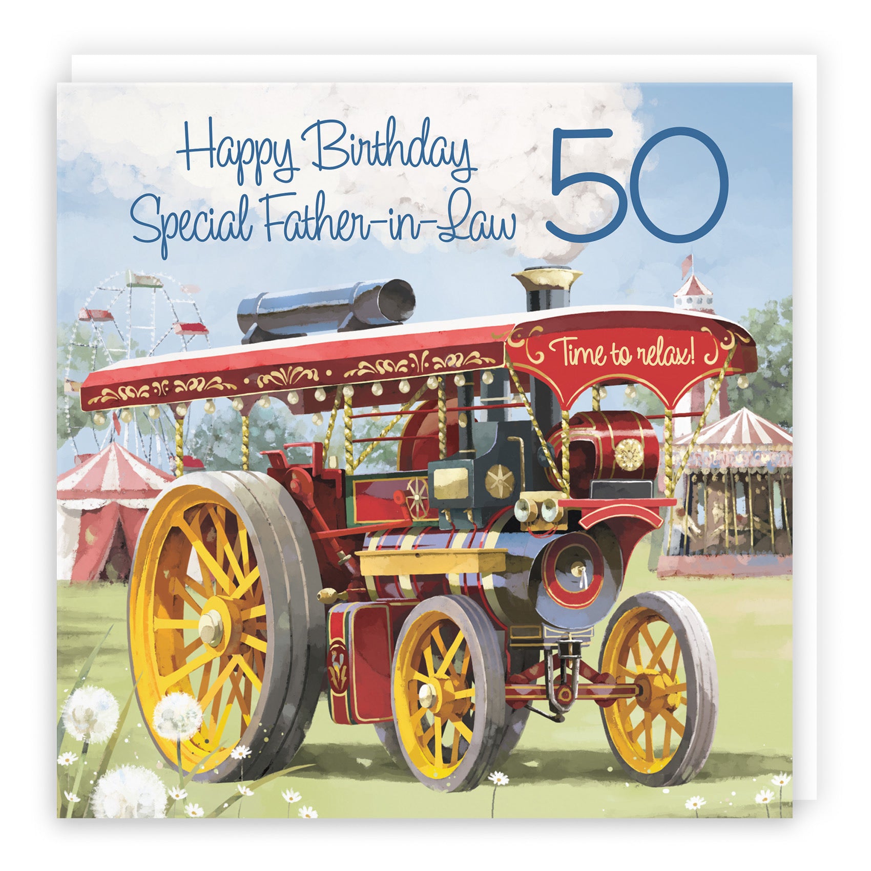50th Father-in-Law Traction Engine Birthday Card Milo's Gallery - Default Title (RT03904)