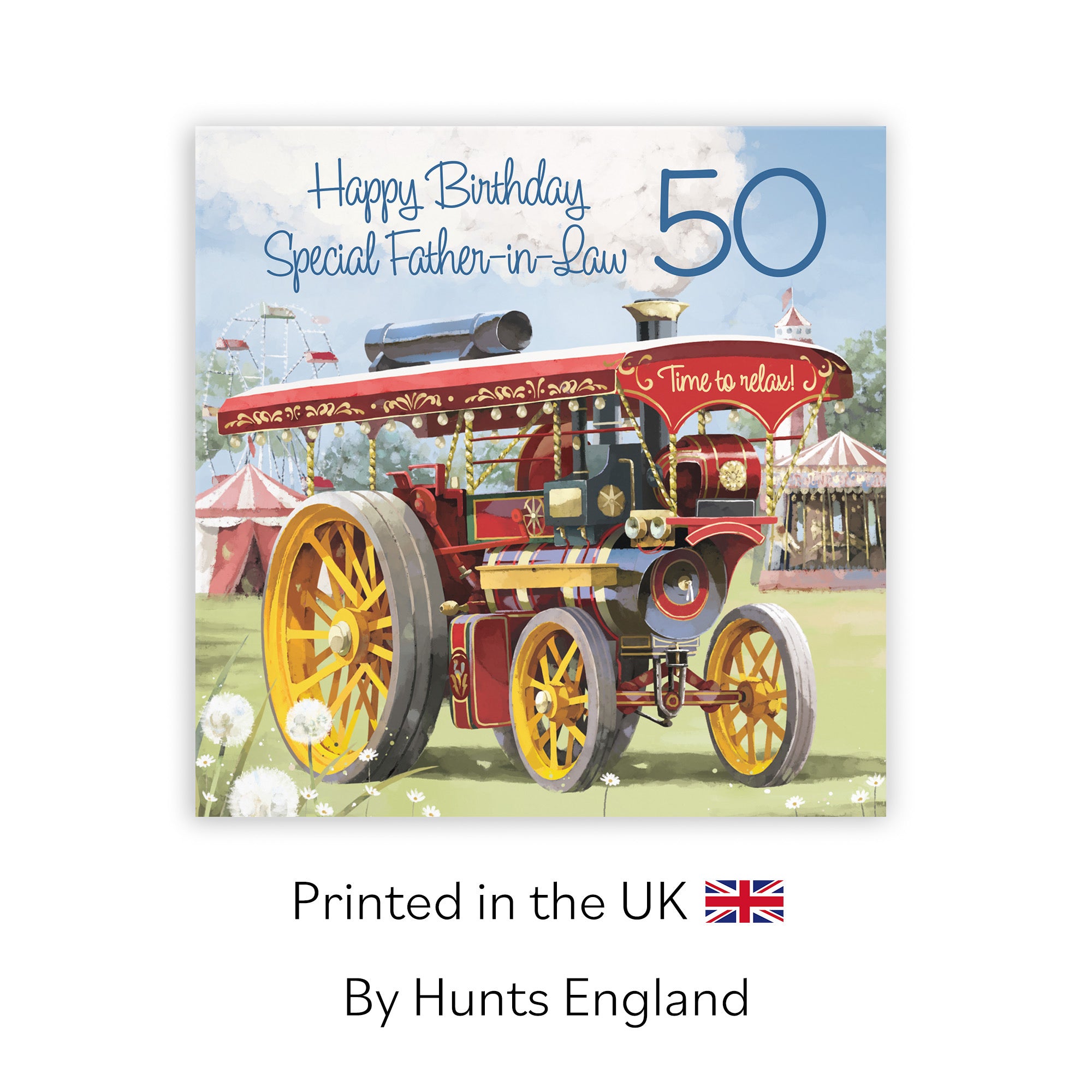 50th Father-in-Law Traction Engine Birthday Card Milo's Gallery - Default Title (RT03904)