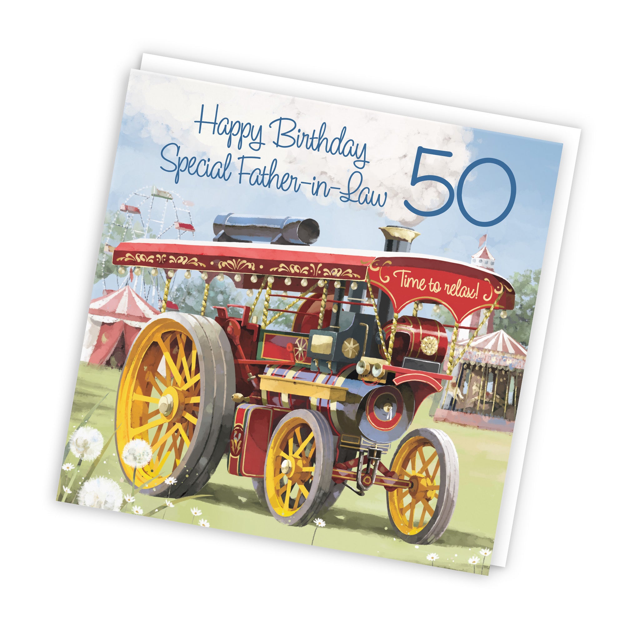 50th Father-in-Law Traction Engine Birthday Card Milo's Gallery - Default Title (RT03904)