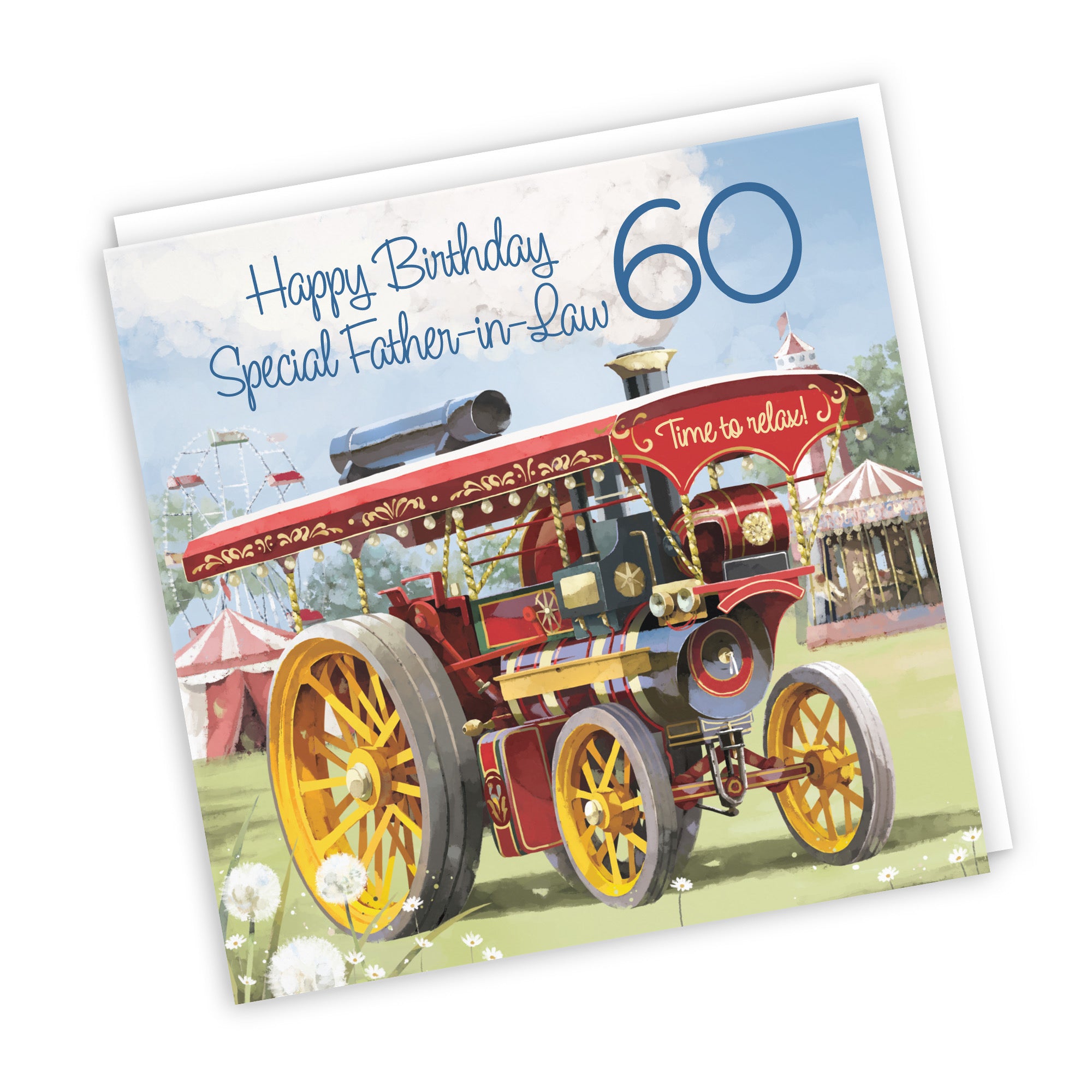 60th Father-in-Law Traction Engine Birthday Card Milo's Gallery - Default Title (RT03905)