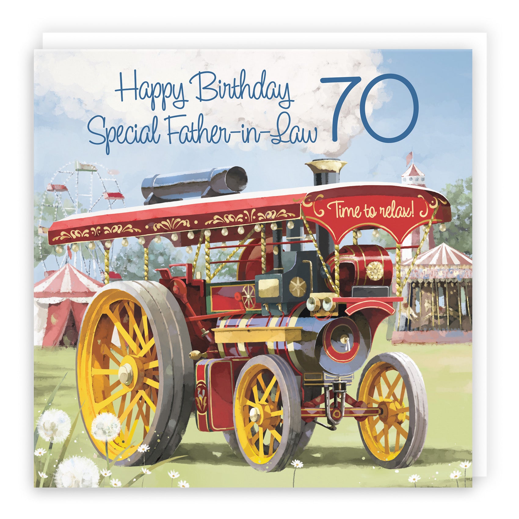 70th Father-in-Law Traction Engine Birthday Card Milo's Gallery - Default Title (RT03906)