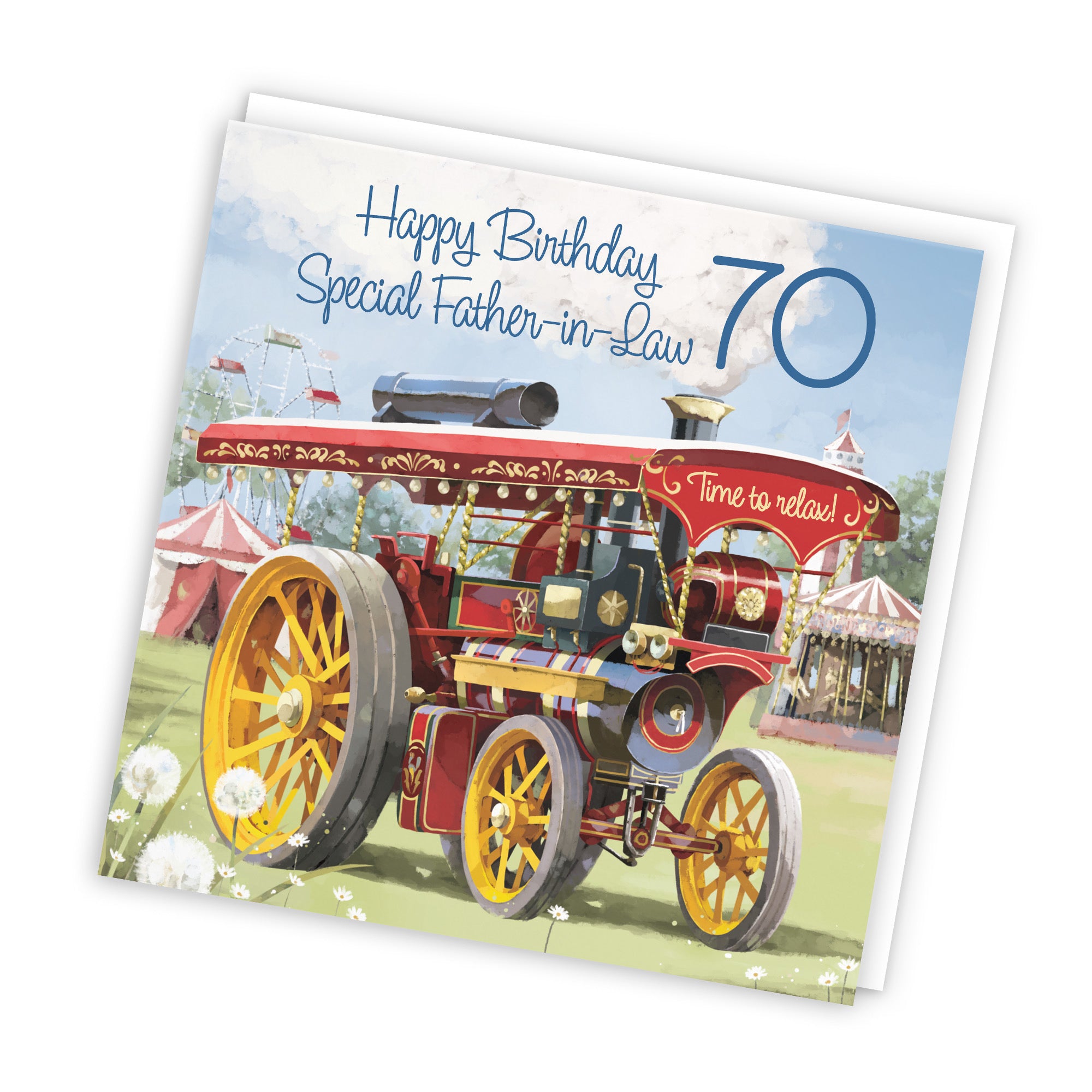 70th Father-in-Law Traction Engine Birthday Card Milo's Gallery - Default Title (RT03906)
