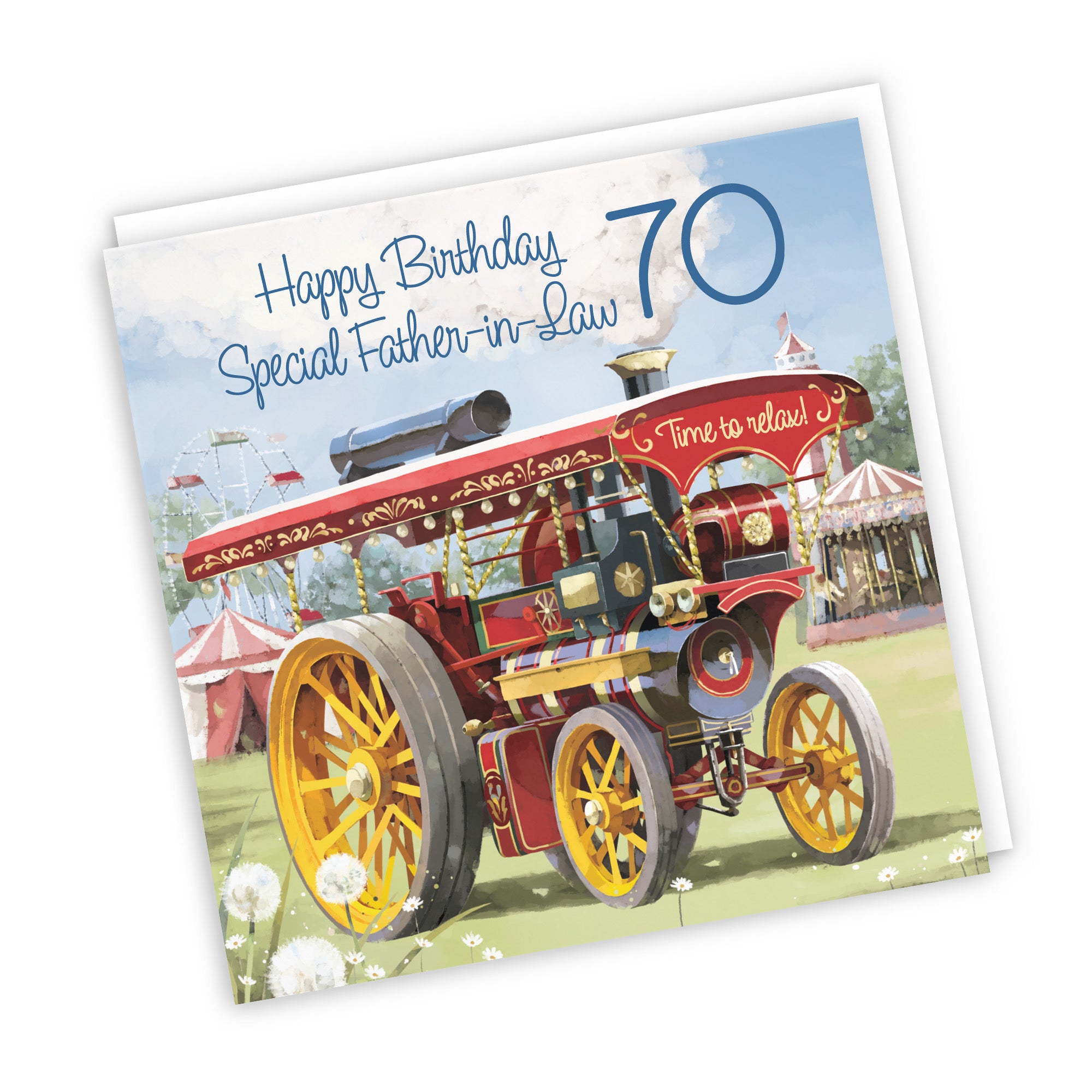 70th Father-in-Law Traction Engine Birthday Card Milo's Gallery - Default Title (RT03906)