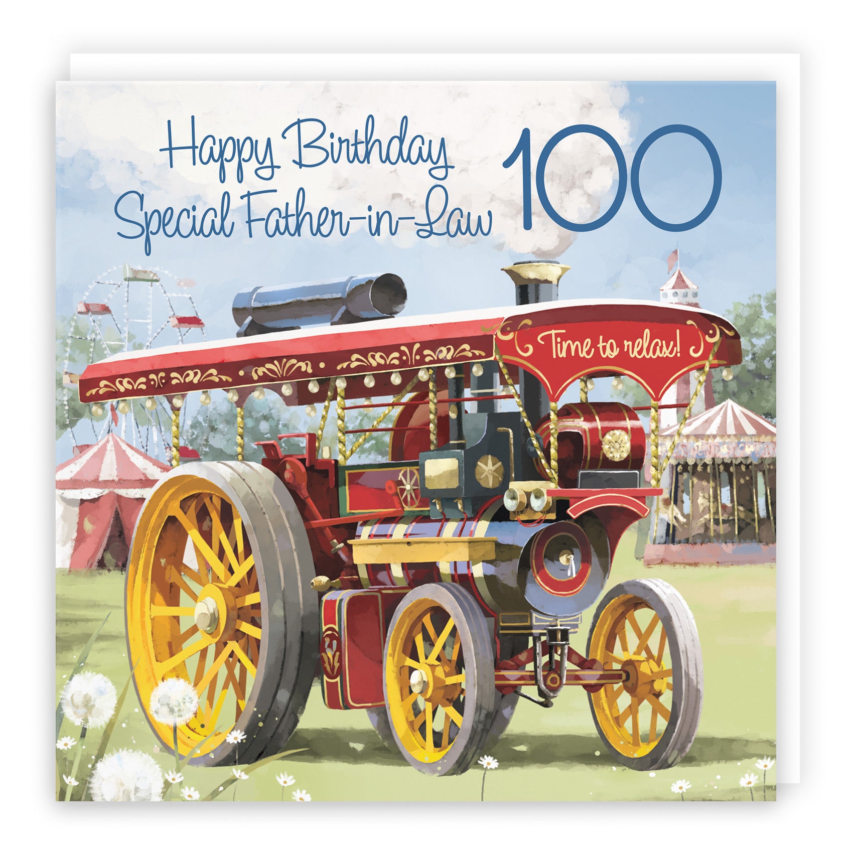 100th Father-in-Law Traction Engine Birthday Card Milo's Gallery - Default Title (RT03907)