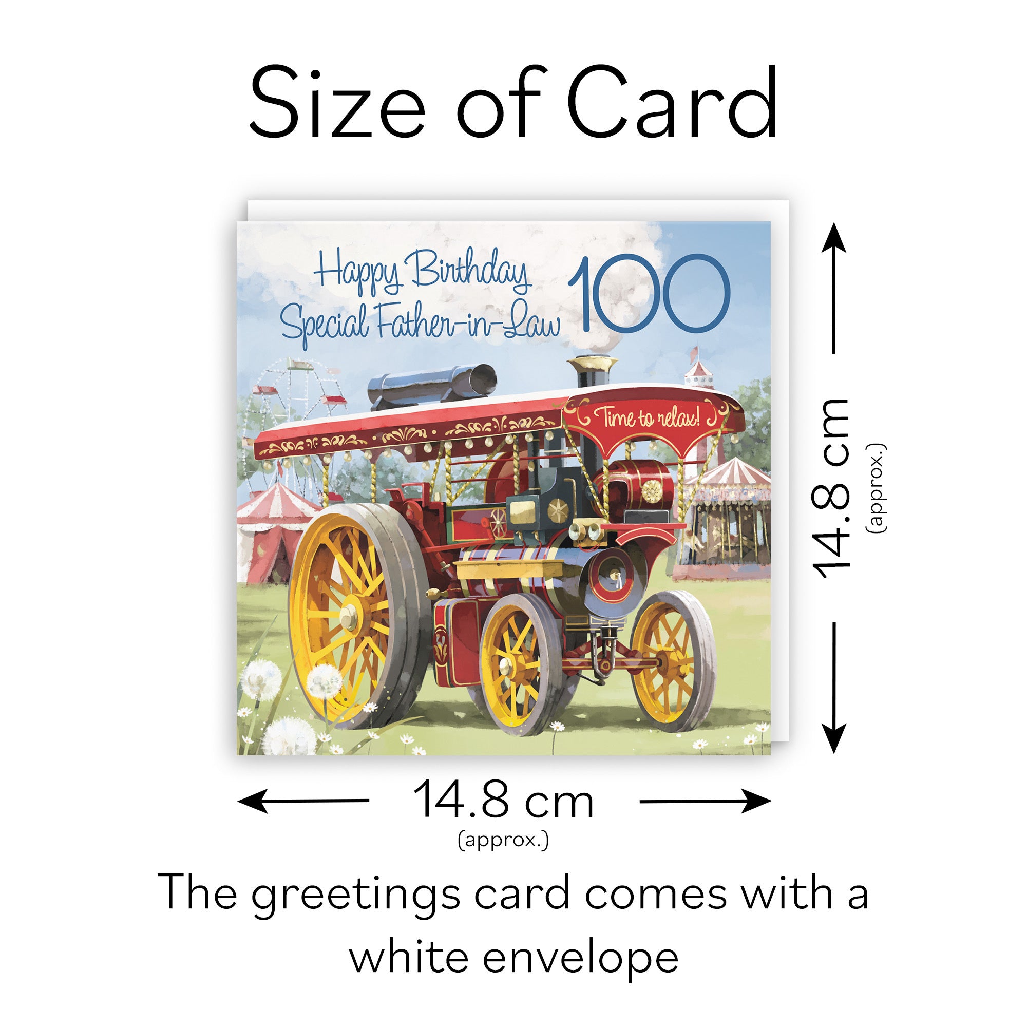 100th Father-in-Law Traction Engine Birthday Card Milo's Gallery - Default Title (RT03907)