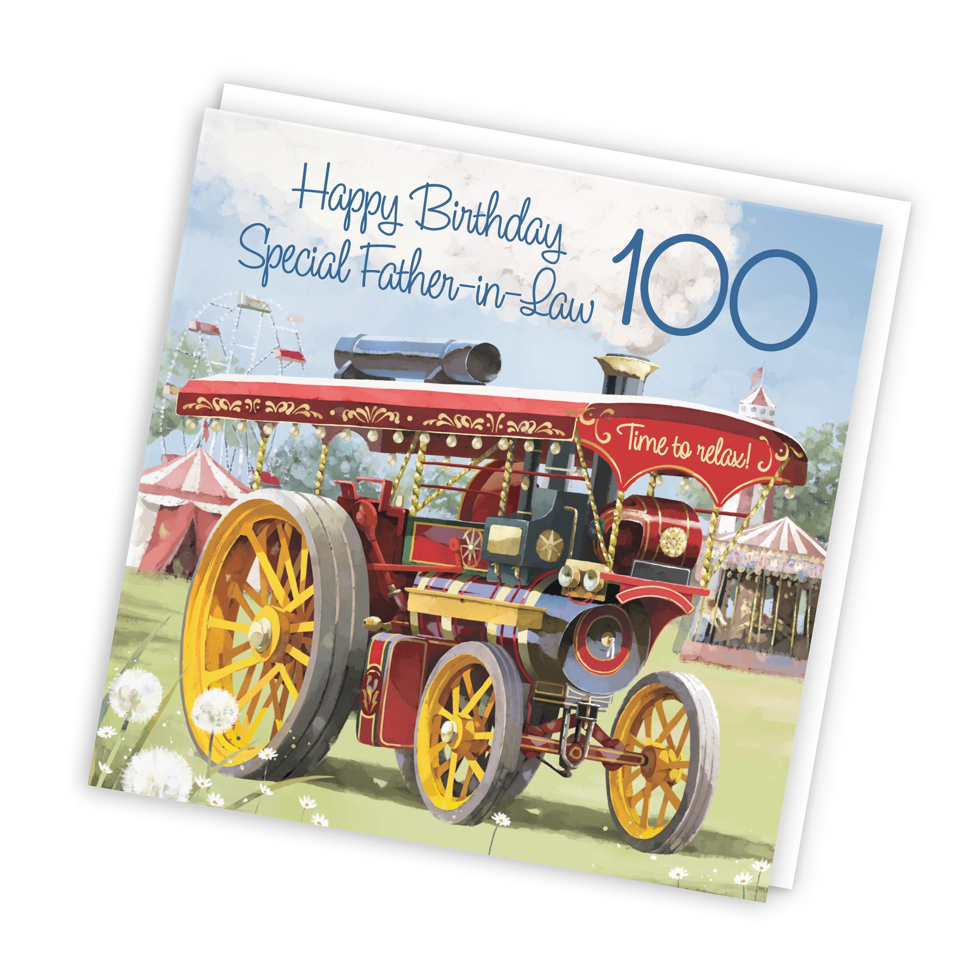 100th Father-in-Law Traction Engine Birthday Card Milo's Gallery - Default Title (RT03907)