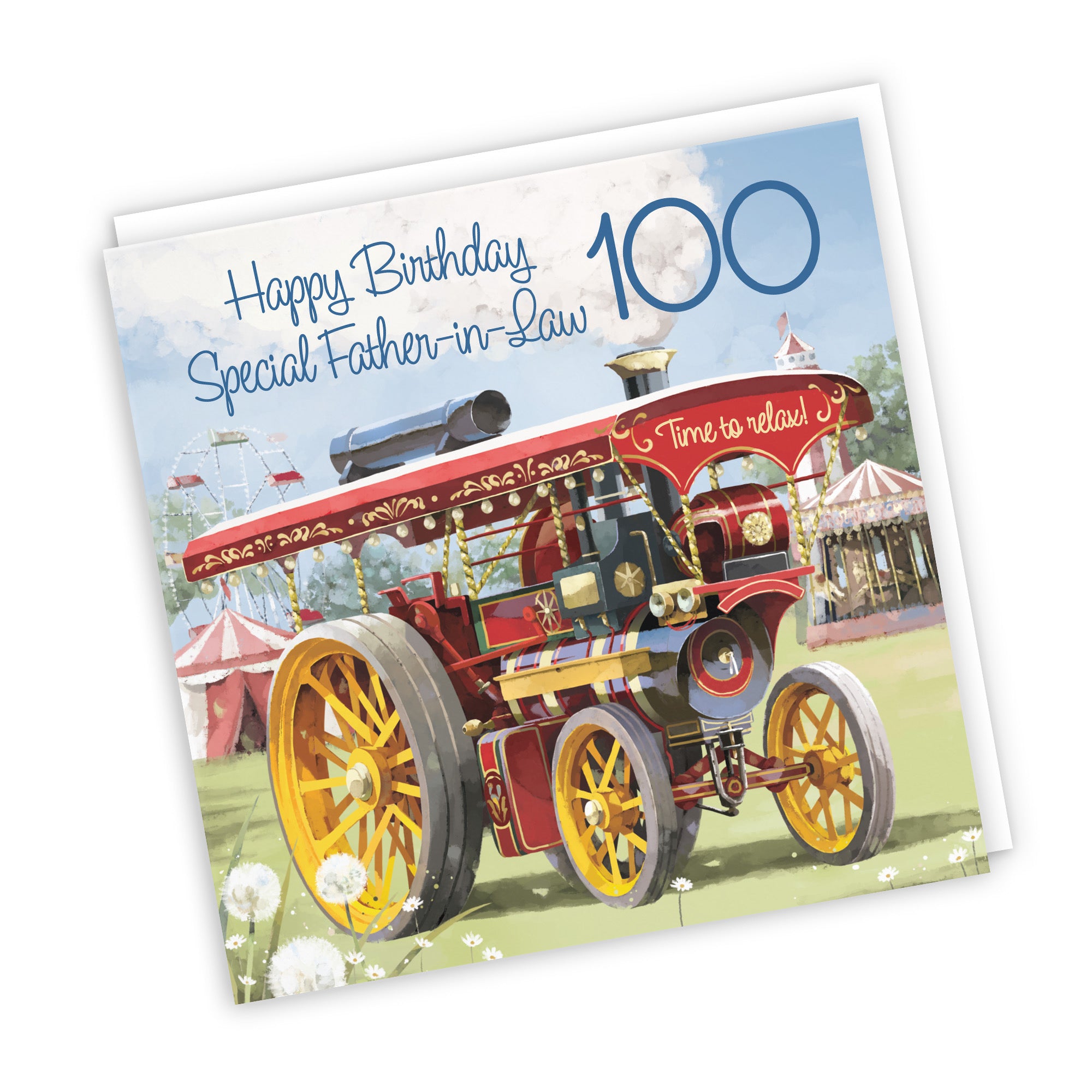 100th Father-in-Law Traction Engine Birthday Card Milo's Gallery - Default Title (RT03907)