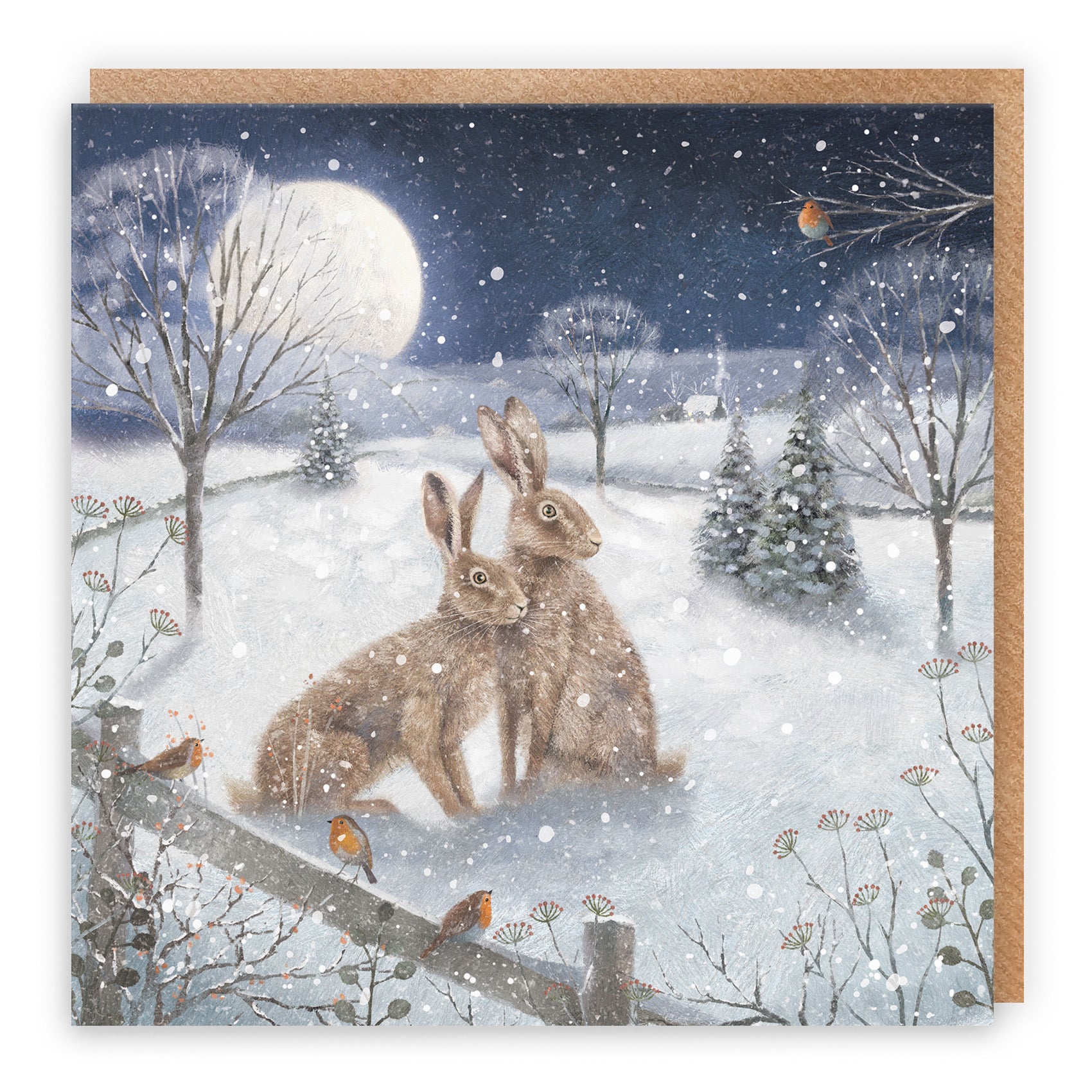 Snowy Hares Blank Any Occasion Card Milo's Gallery - Default Title (RT03918)