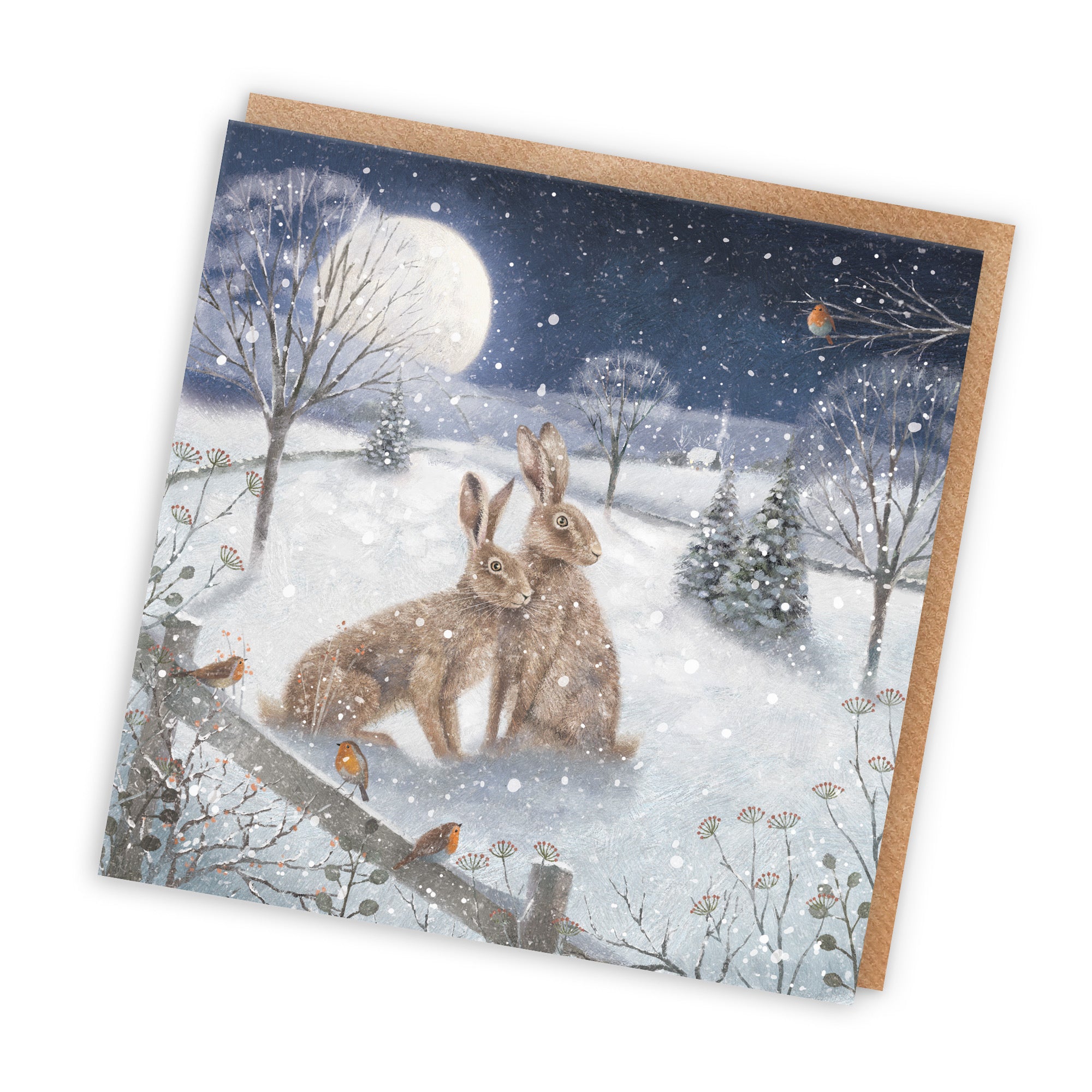 Snowy Hares Blank Any Occasion Card Milo's Gallery - Default Title (RT03918)