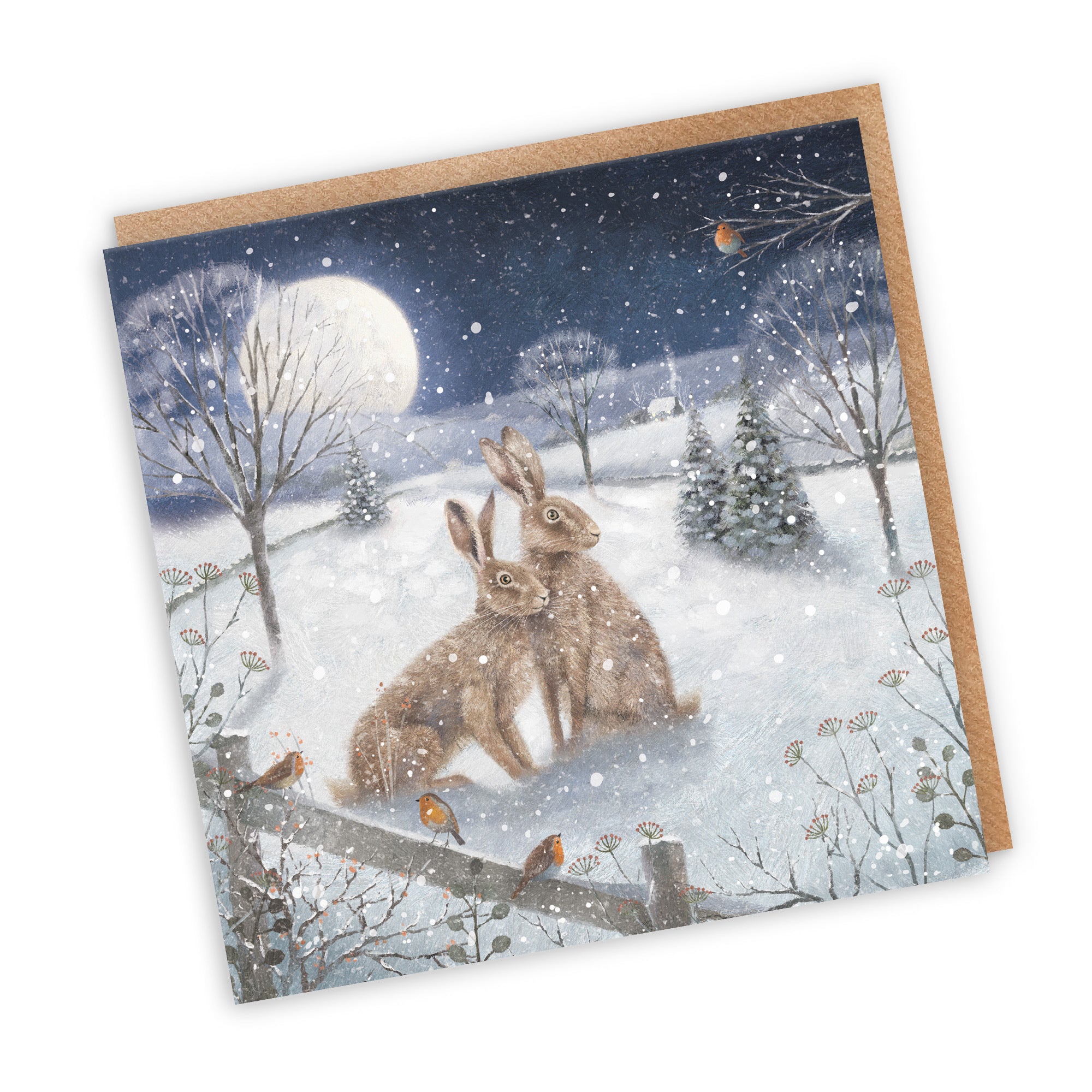 Snowy Hares Blank Any Occasion Card Milo's Gallery - Default Title (RT03918)