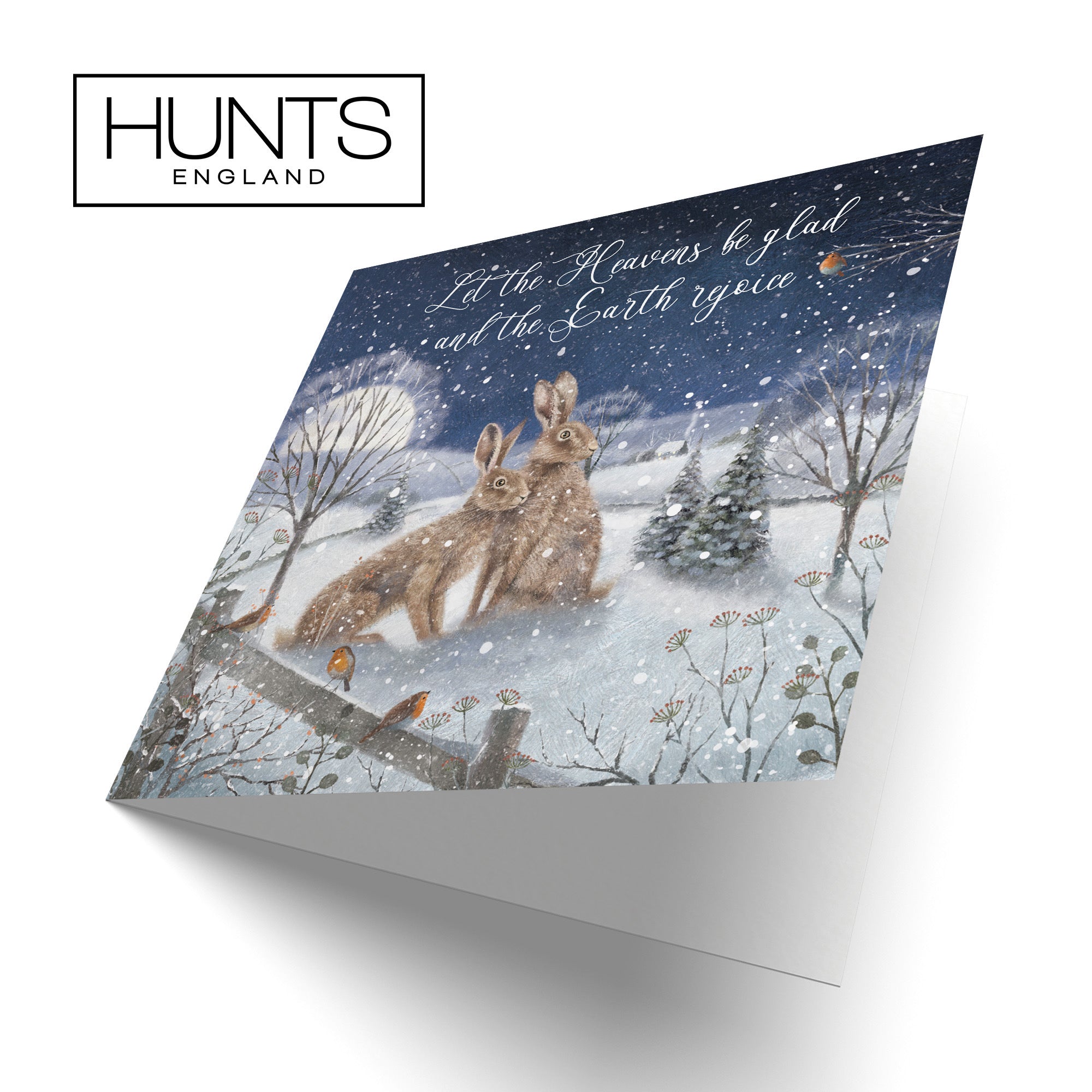 Christian Religious Christmas Card Let The Heavens Be Glad Snowy Hares Milo's - Default Title (RT03930)