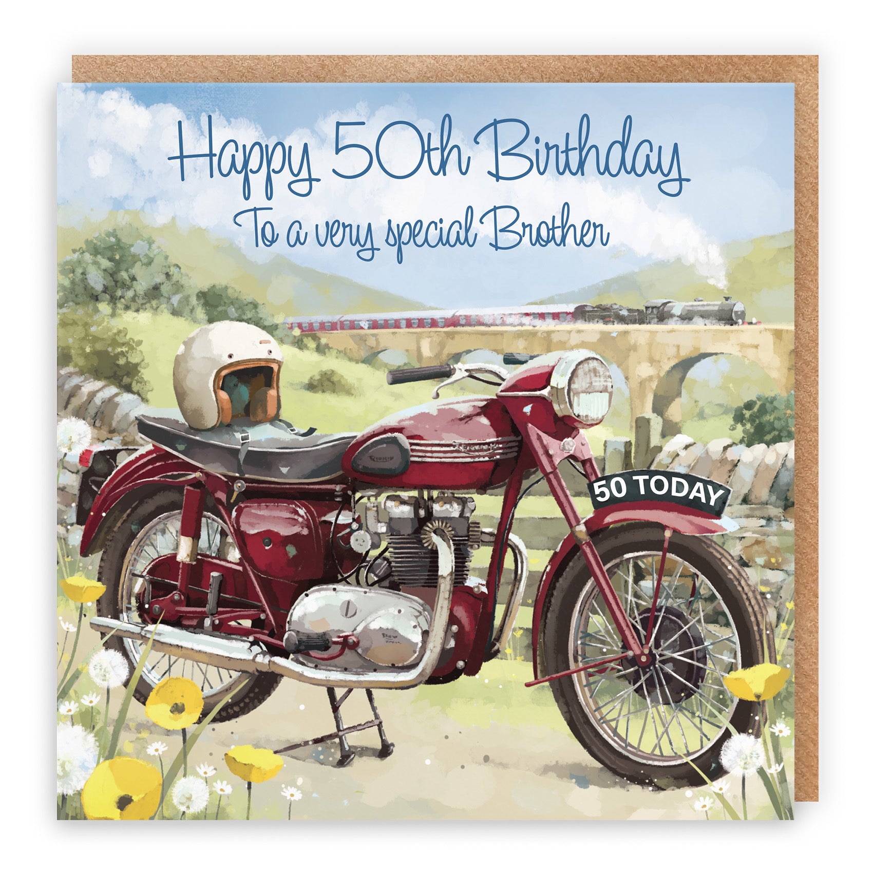 50th Brother Birthday Card Vintage Motorbike Milo's Gallery - Default Title (RT05653)