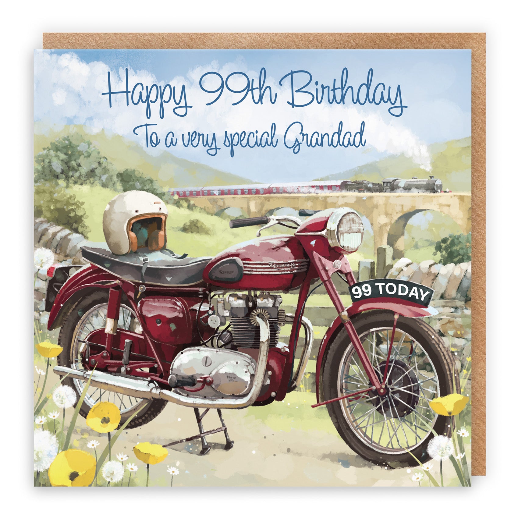 99th Grandad Birthday Card Vintage Motorbike Milo's Gallery - Default Title (RT05654)