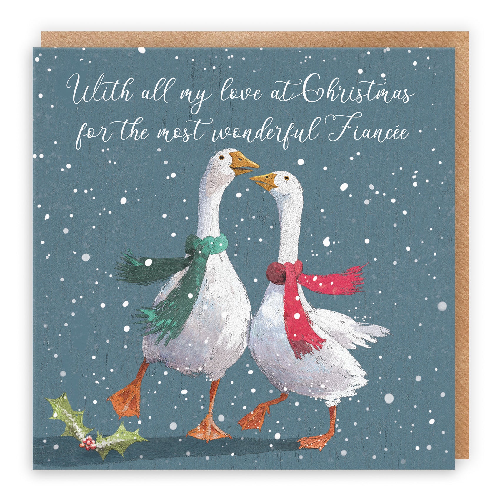 Fianc√©e Christmas Card Festive Geese Milo's Gallery - Default Title (RT05674)