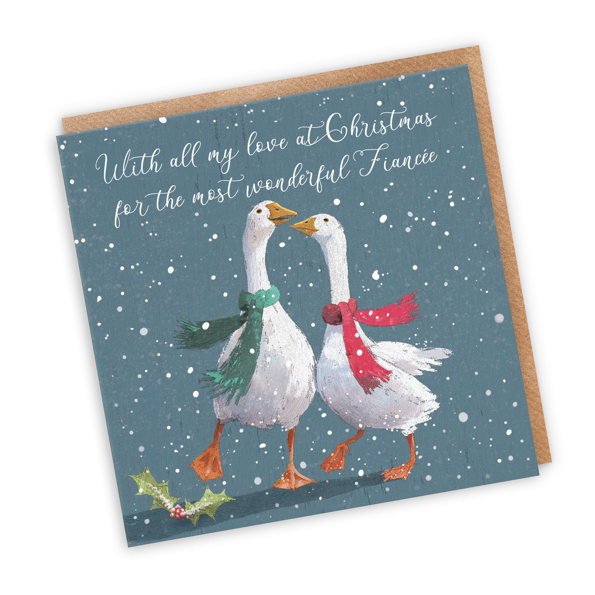 Fianc√©e Christmas Card Festive Geese Milo's Gallery - Default Title (RT05674)