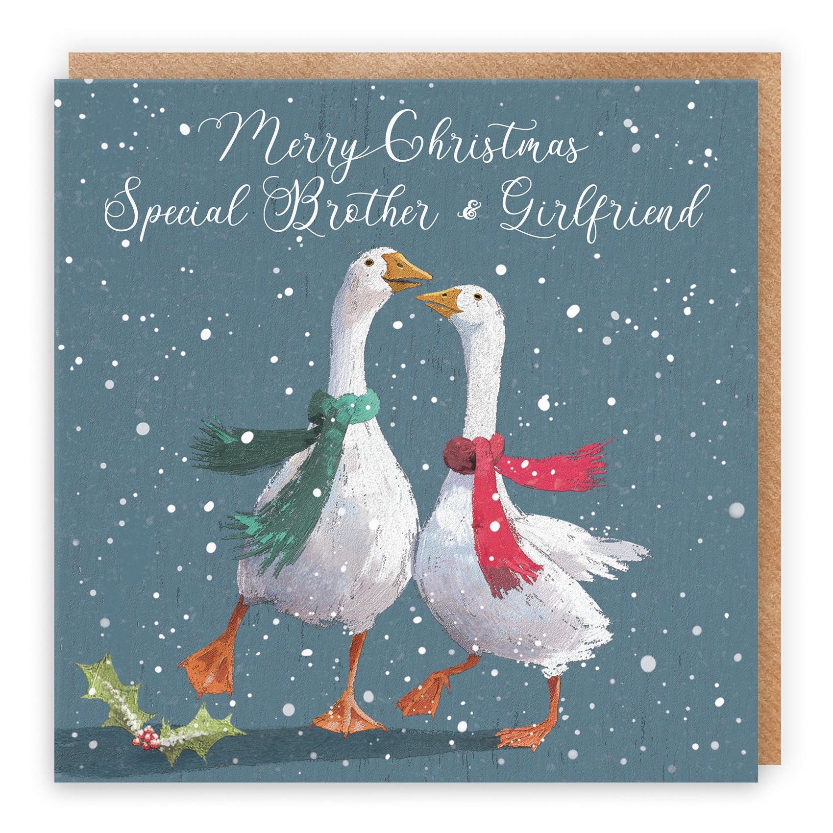 Brother And Girlfriend Christmas Card Festive Geese Milo's Gallery - Default Title (RT05677)