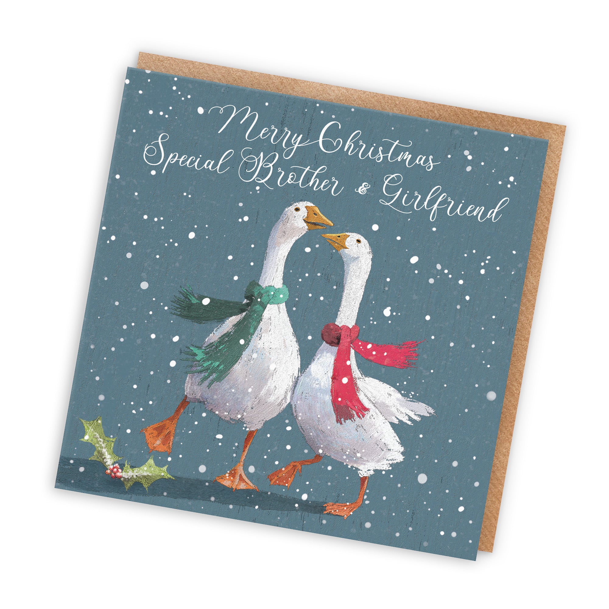 Brother And Girlfriend Christmas Card Festive Geese Milo's Gallery - Default Title (RT05677)