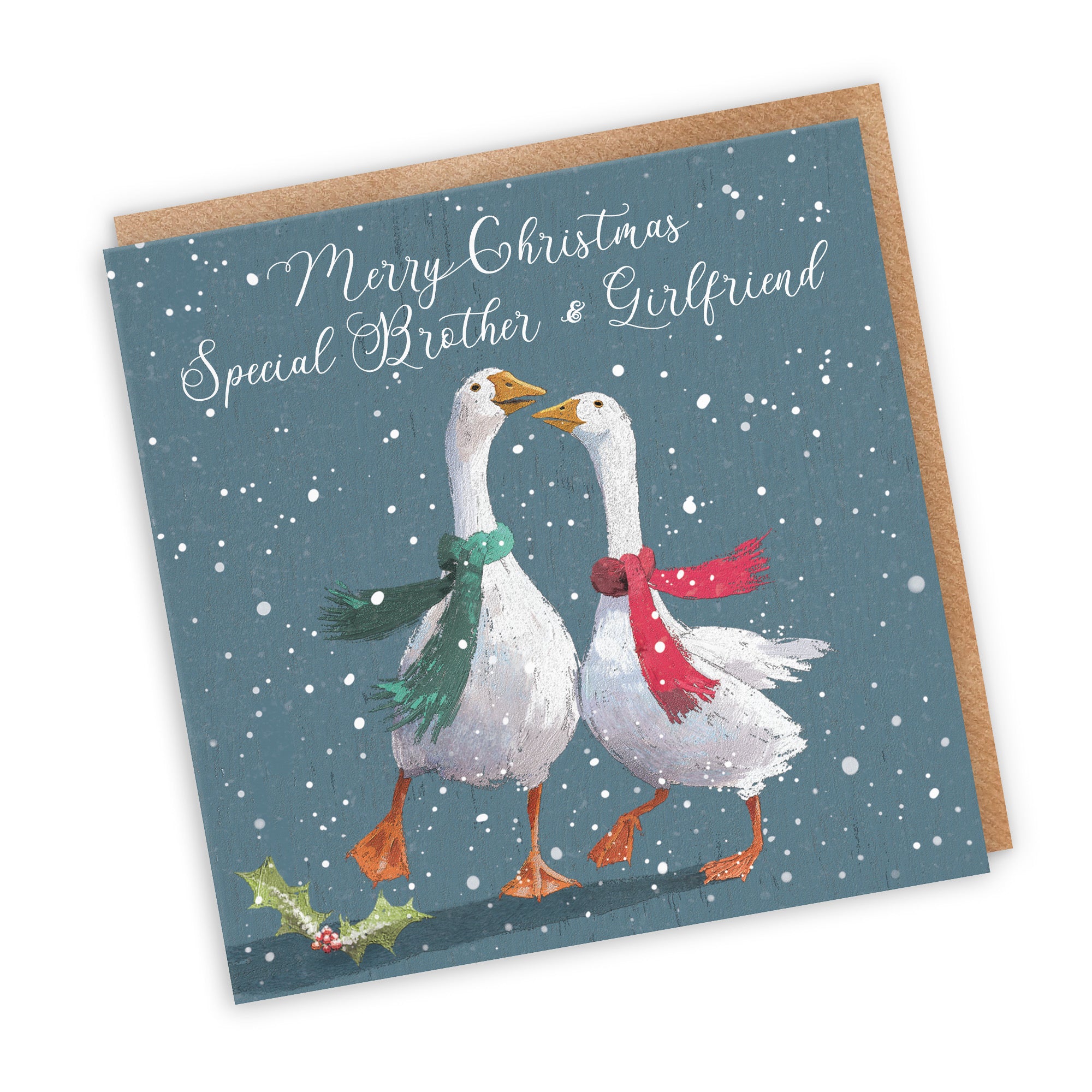 Brother And Girlfriend Christmas Card Festive Geese Milo's Gallery - Default Title (RT05677)