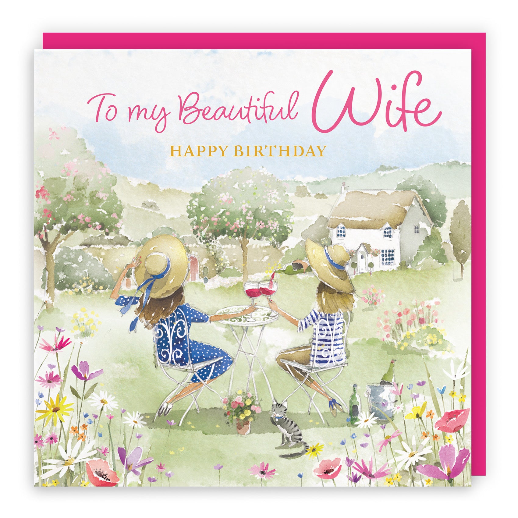 Wife Birthday Card Countryside Garden Milo's Gallery - Default Title (RT06319)