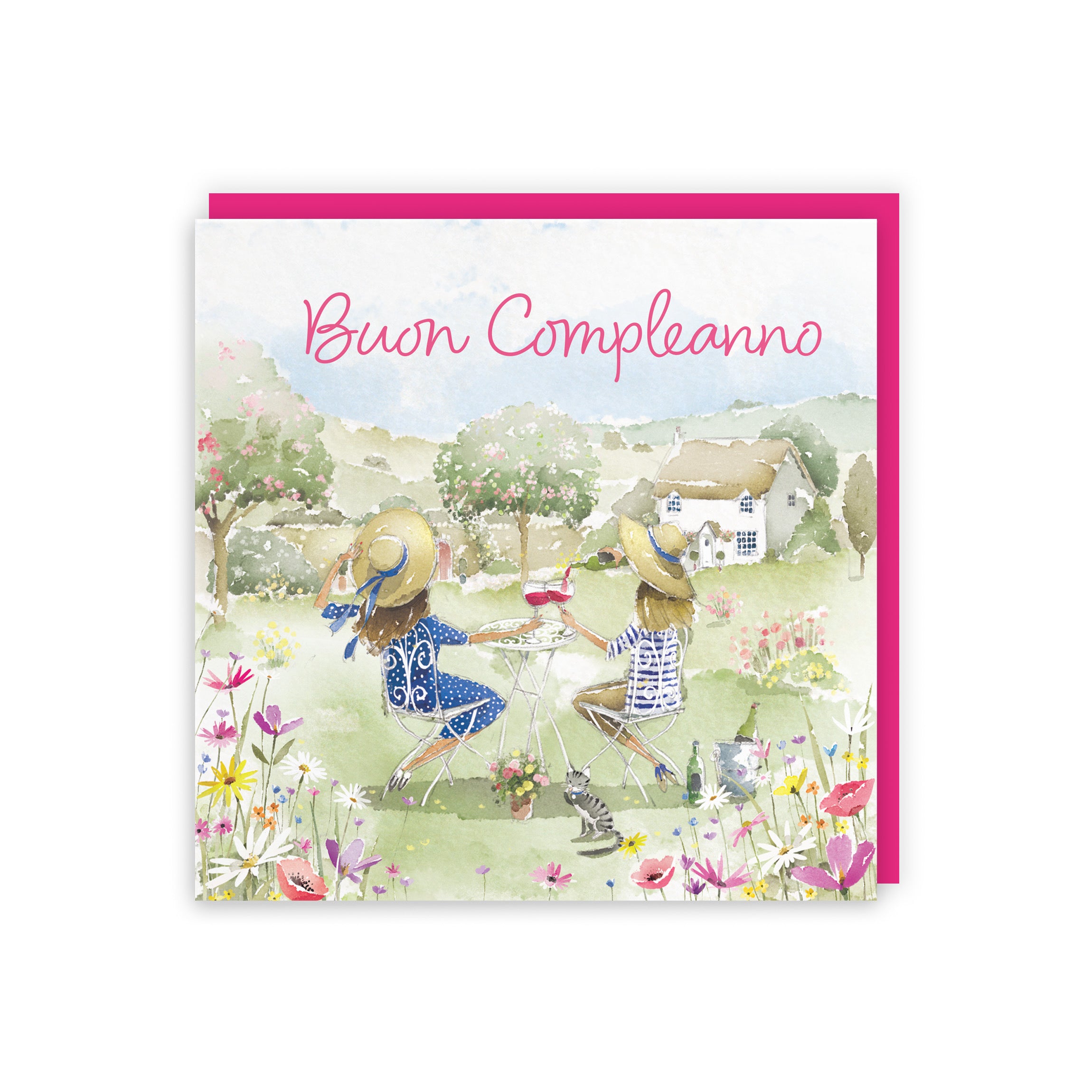 Women's Italian Language Birthday Card Countryside Garden Milo's Gallery - Default Title (RT06326)