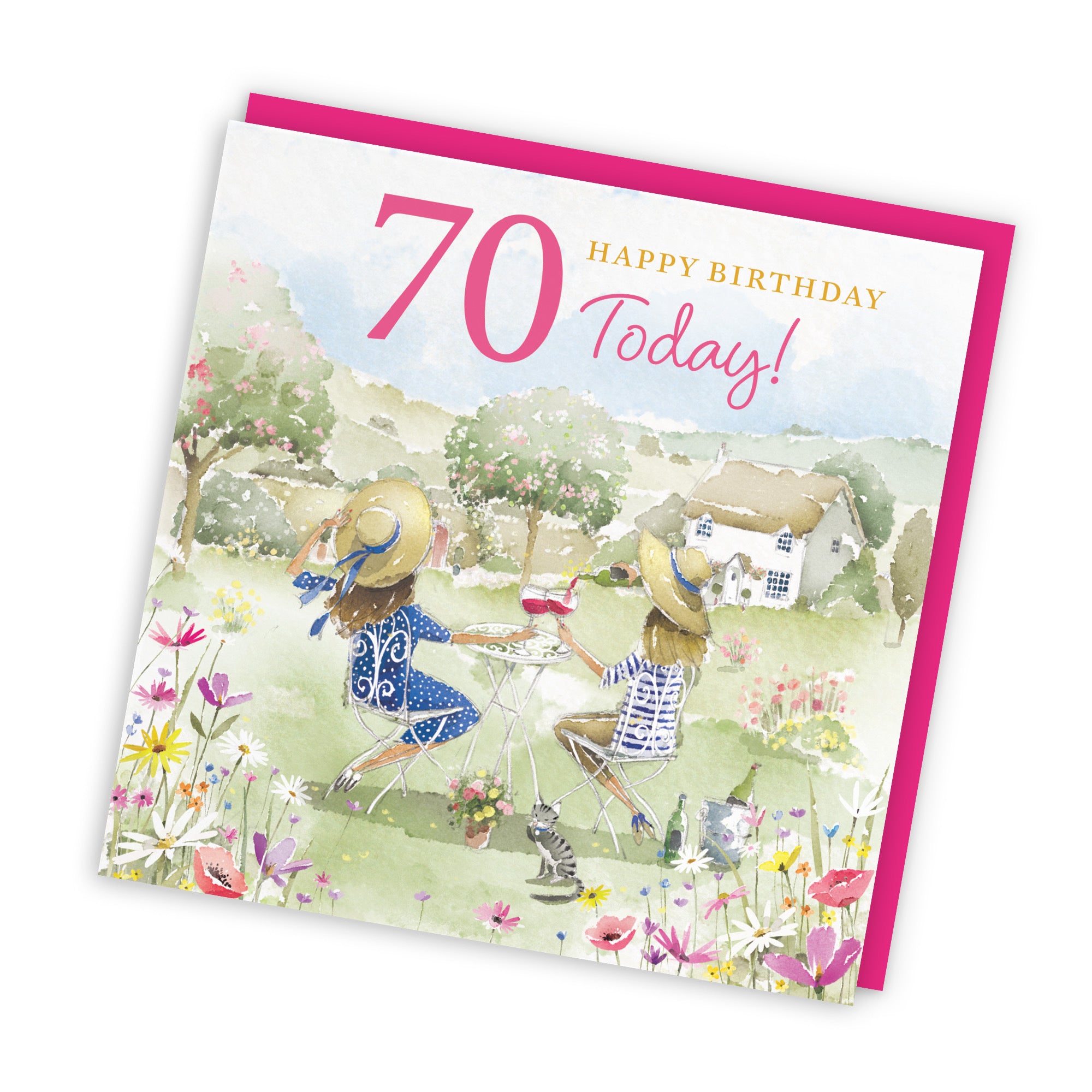Women's 70th Birthday Card Countryside Garden Milo's Gallery - Default Title (RT06344)